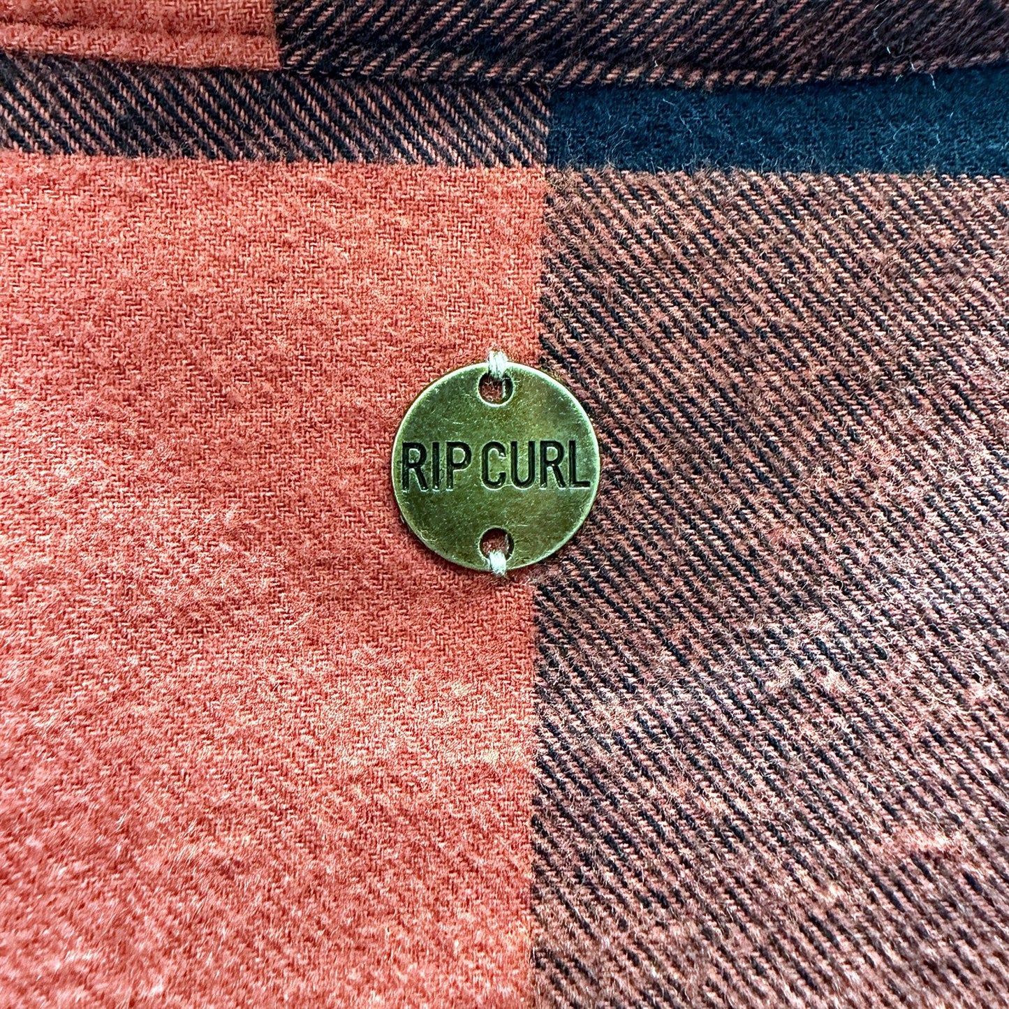Rip Curl Womens Plaid Flannel Shirt Orange and Brown Casual Outdoor Size S