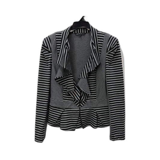 Cue in the City Womens Striped Jacket Padded Shoulder Black Gray Size 14