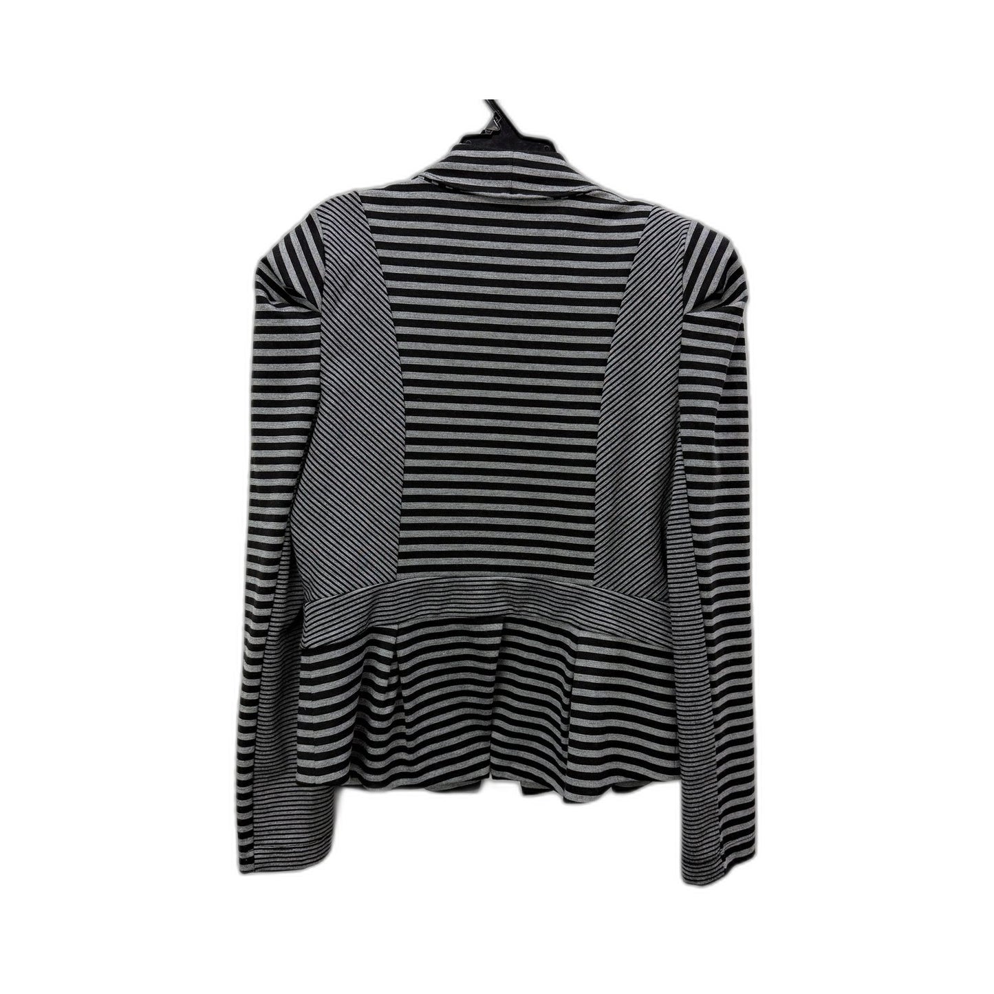 Cue in the City Womens Striped Jacket Padded Shoulder Black Gray Size 14