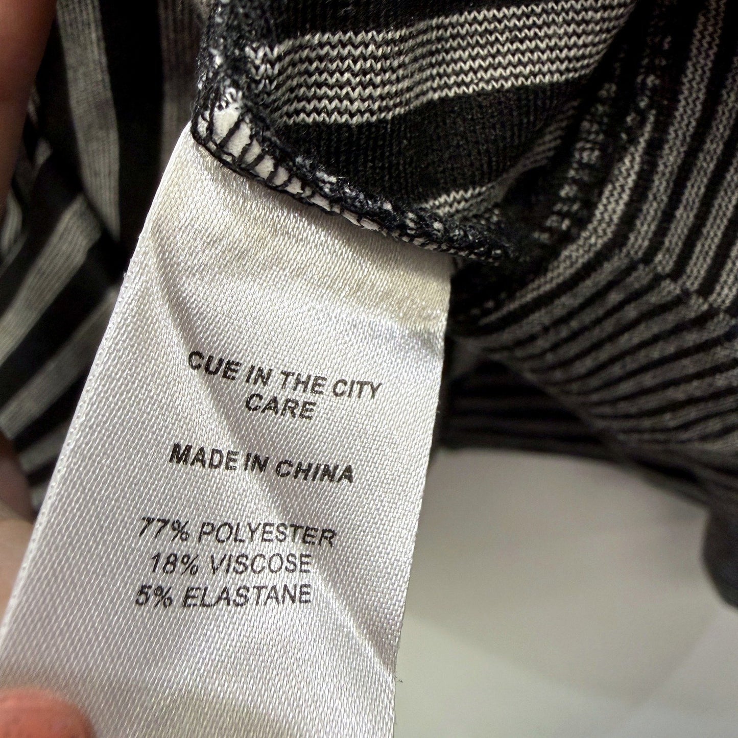 Cue in the City Womens Striped Jacket Padded Shoulder Black Gray Size 14
