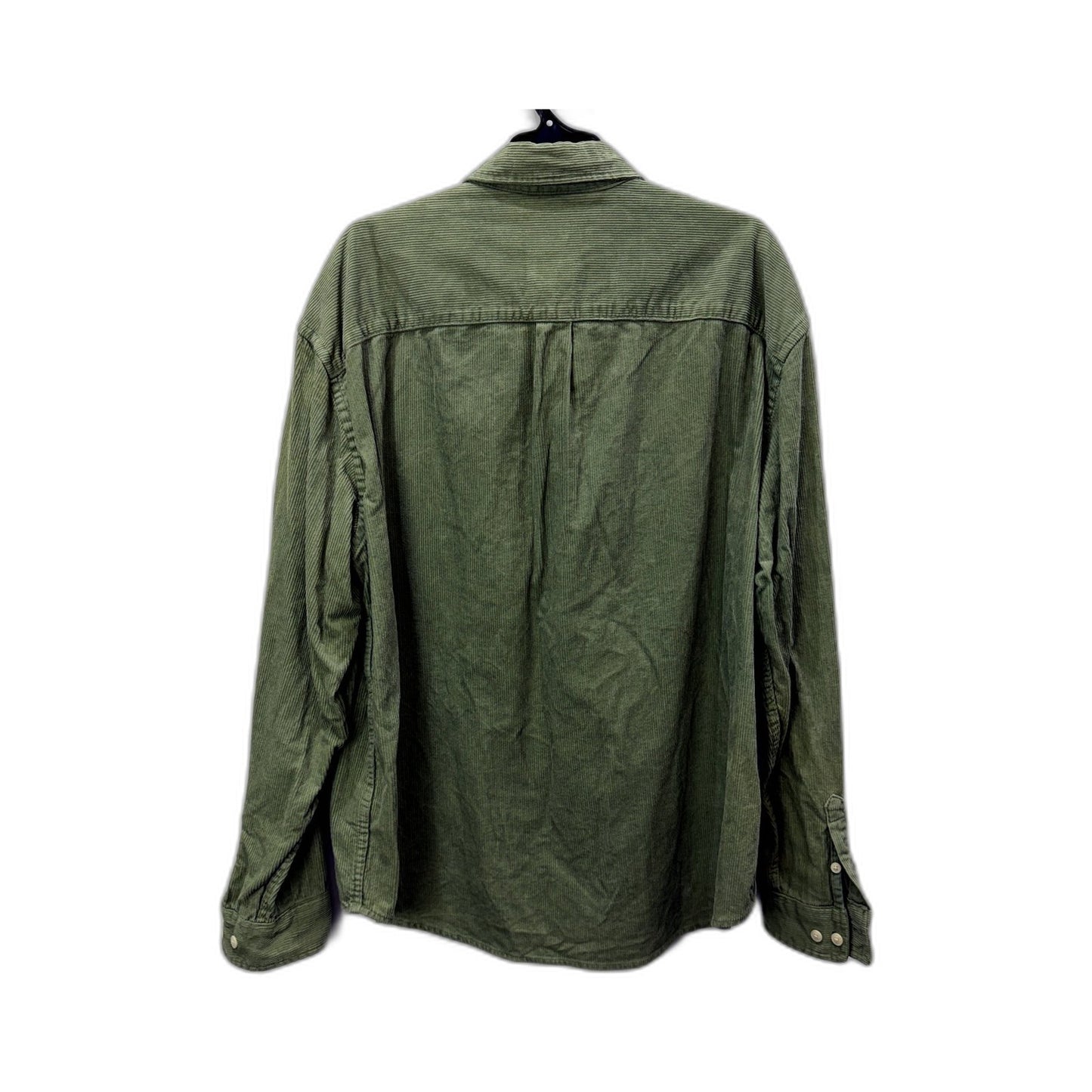 H&M Mens Relaxed Fit Corduroy Button Down Shirt in Sage Green, Size L