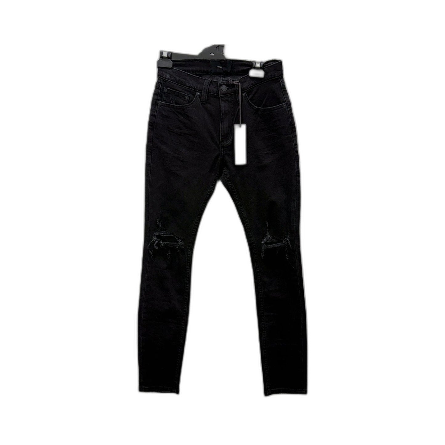 Rollas Womens Stinger Black Rip Skinny Jeans Distressed Denim Size 30/32 NEW