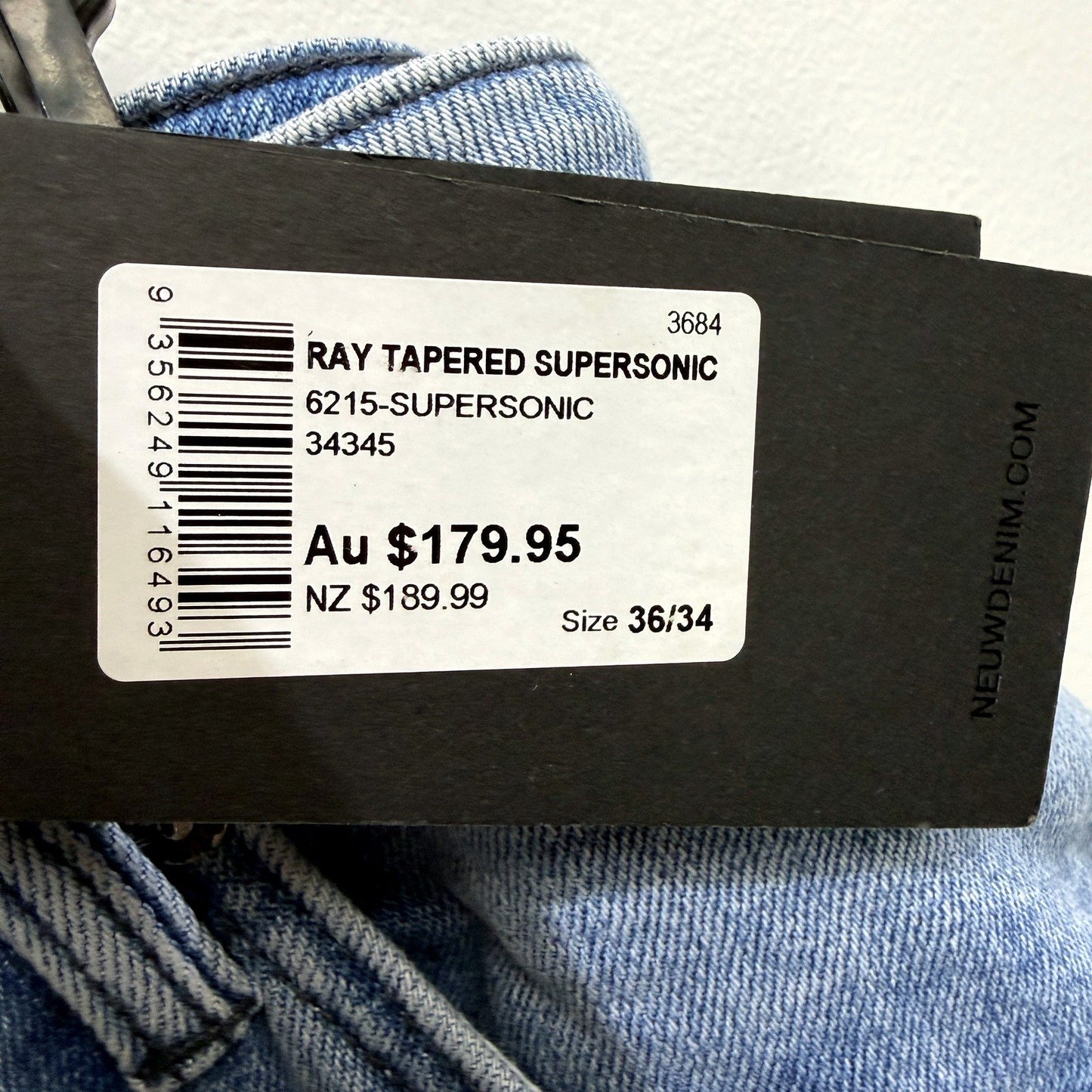 Neuw Mens Ray Tapered Supersonic Slim Fit Light Blue Jeans Size 36:34 NEW