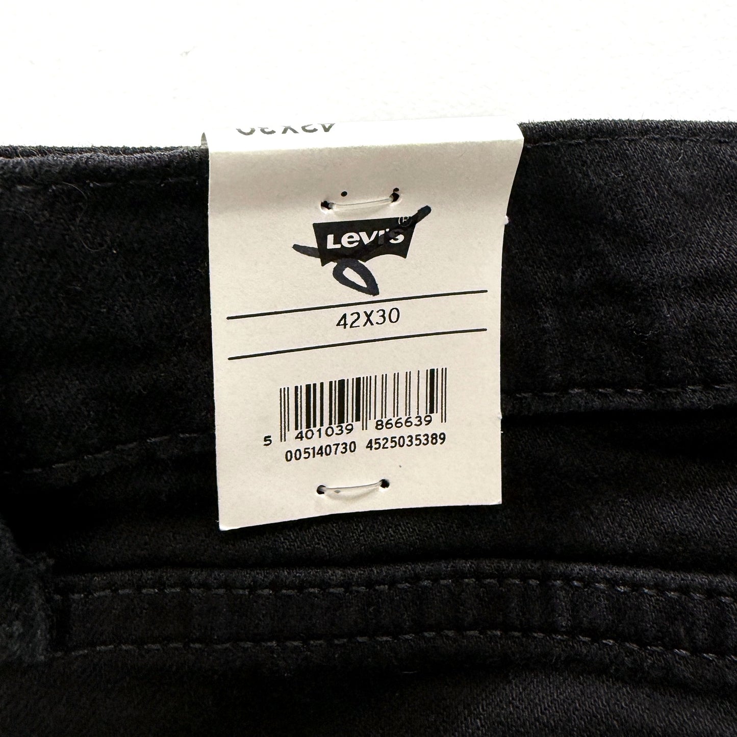 Levi's Mens 514 Straight Fit Black Cotton Stretch Jeans Size 42 x 30 NEW