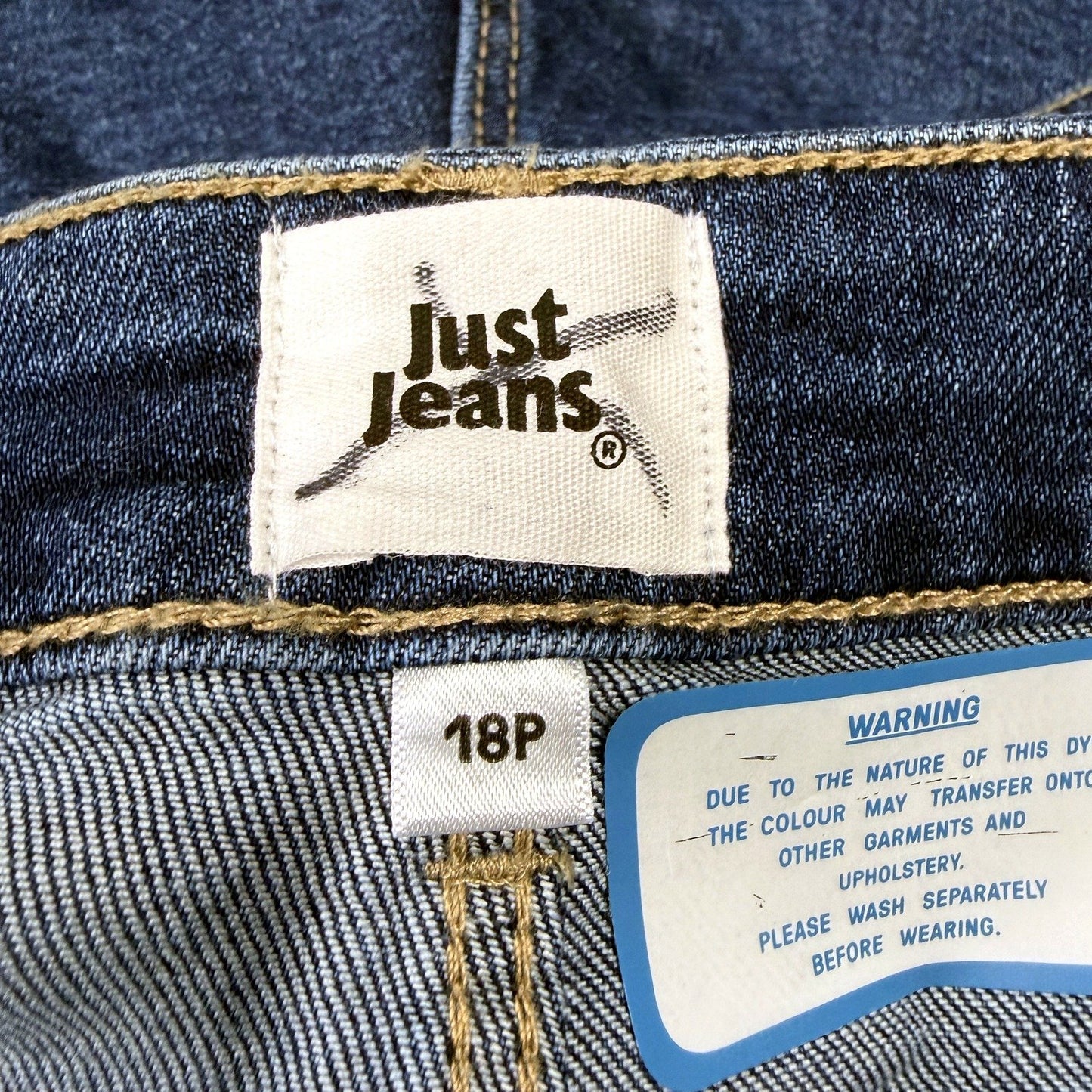 Just Jeans Womens Vintage Ink Slim Fit Dark Blue Jeans, Size 18P NEW