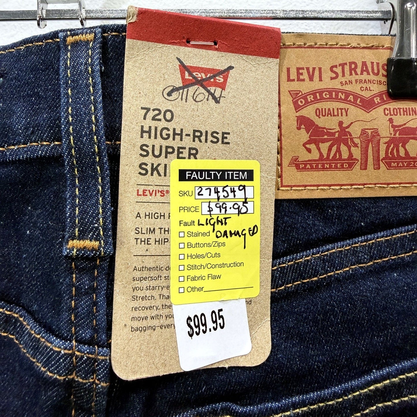 Levi's Womens 720 High-Rise Super Skinny Jeans Dark Indigo Size 24 x 30 NEW