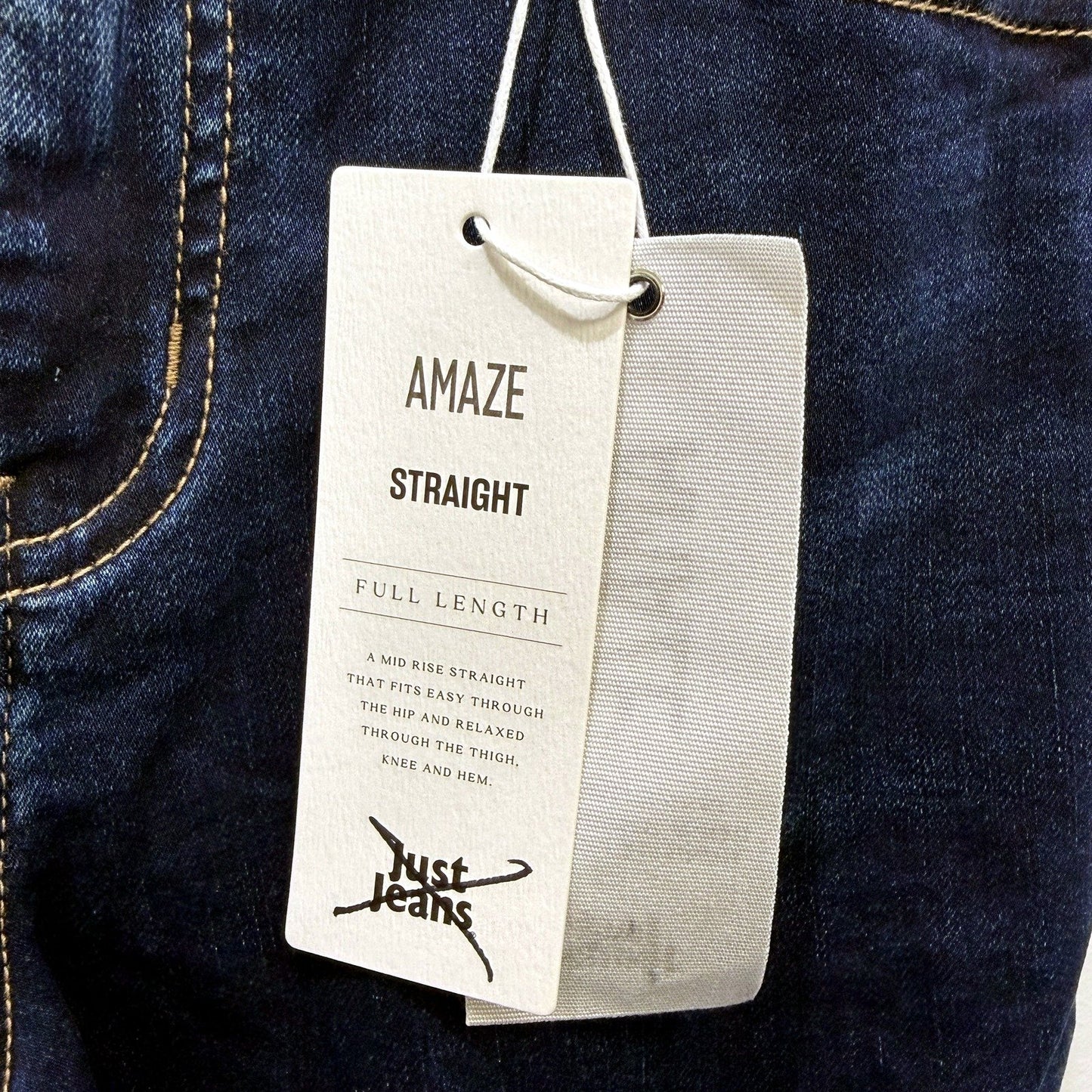 Just Jeans Womens Amaze Straight Leg Dark Blue Denim Size 12 NEW