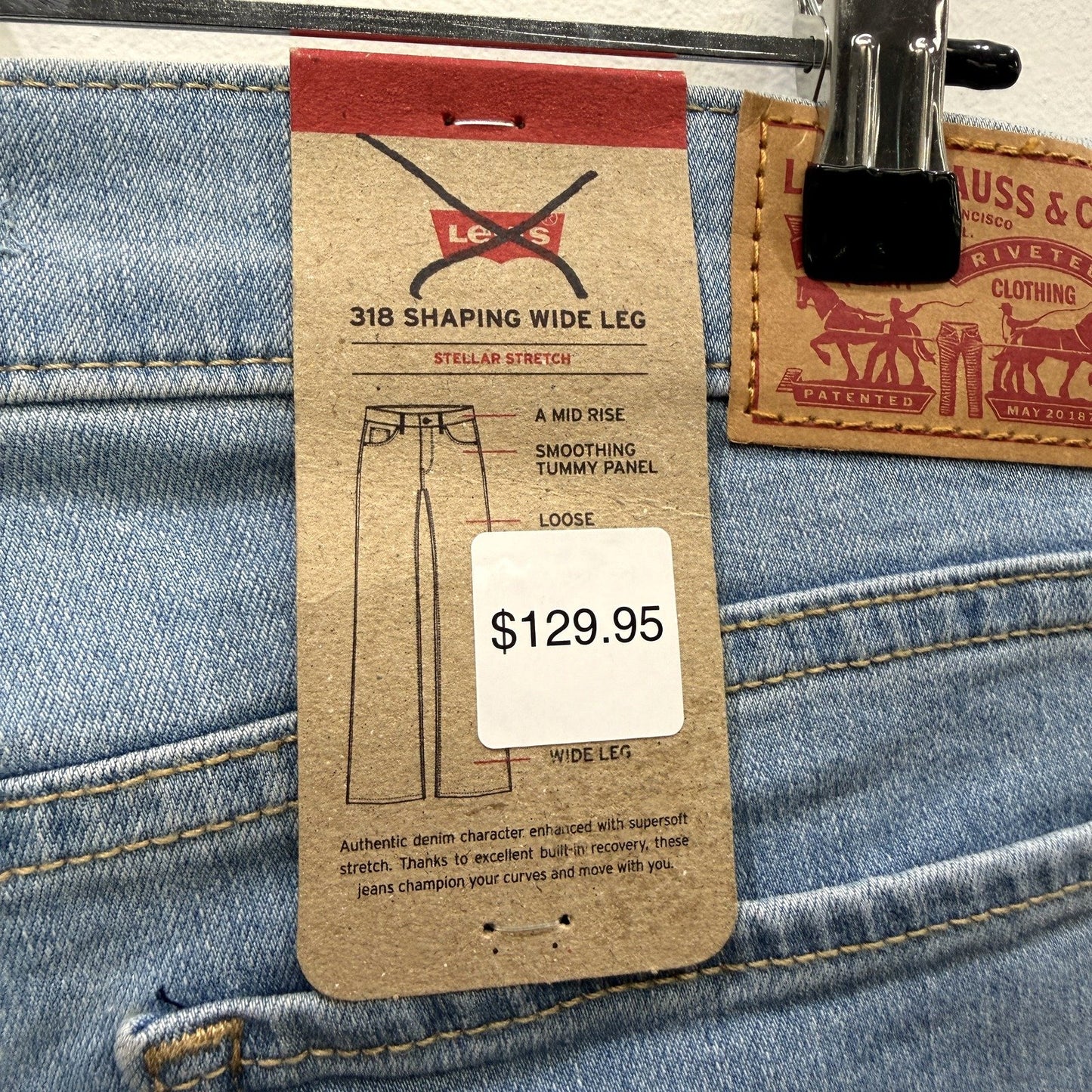 Levi's Womens 318 Shaping Wide Leg Jeans Stretch Denim Blue Size 28 x 32 NEW