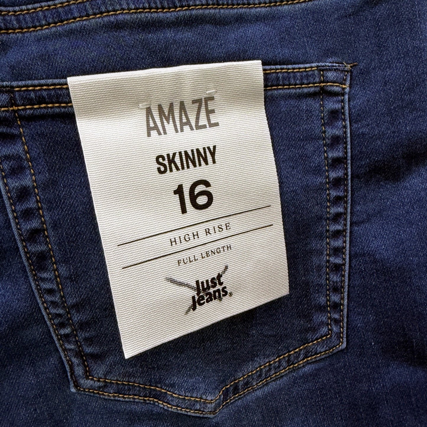 Just Jeans Womens Amaze High Rise Skinny Fit Dark Blue Size 16 NEW