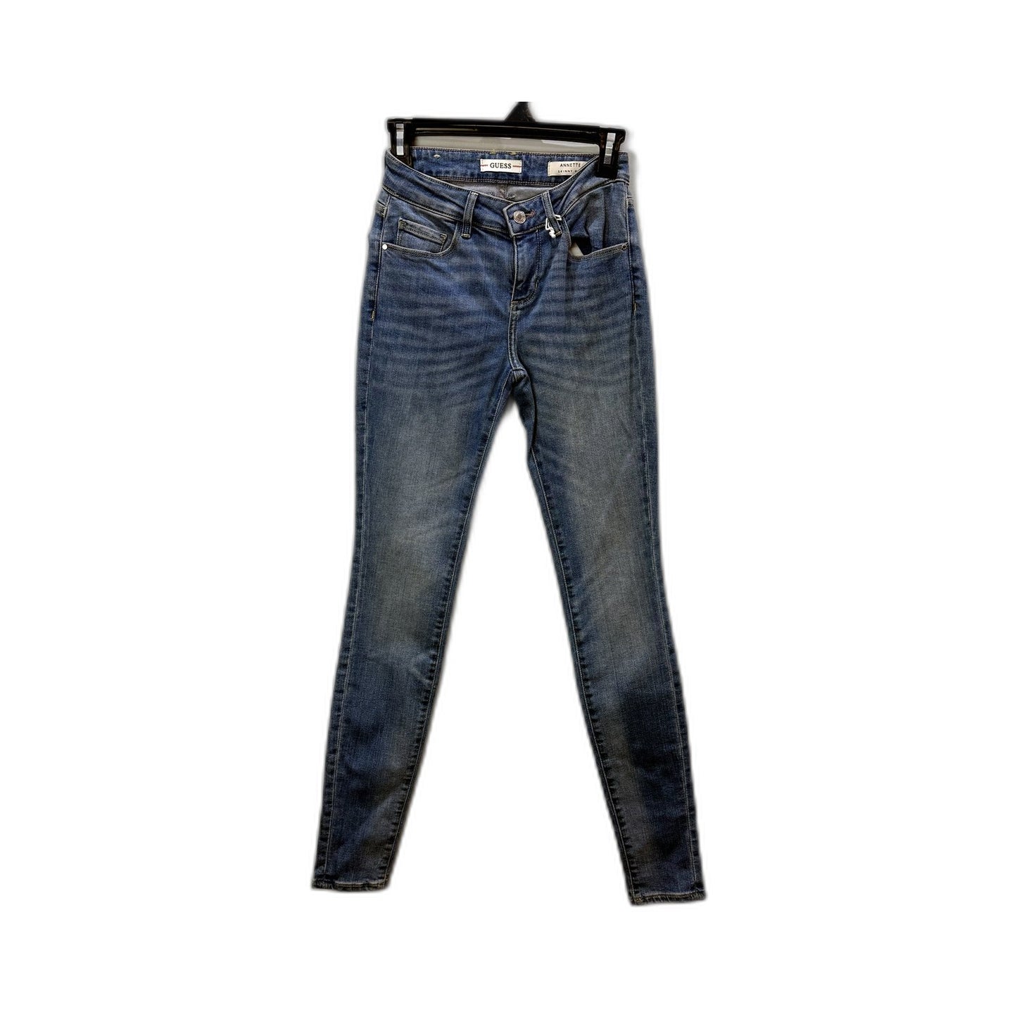 Guess Womens Annette Skinny Mid Rise Dark Blue Jeans, Size 24 NEW