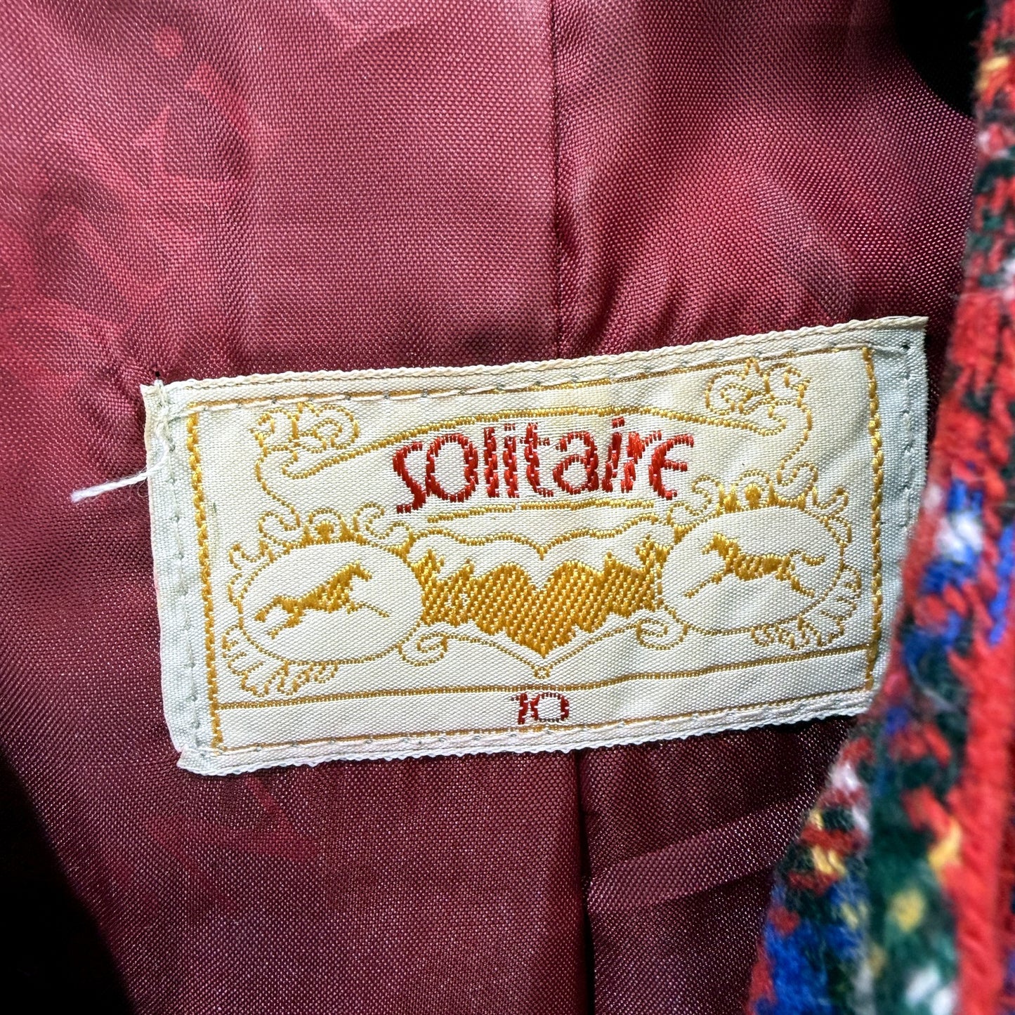 Solitaire Womens Plaid Hooded Jacket in Red & Black, Size 10