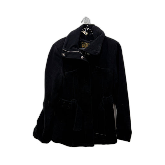 Enamel Jeans Womens Belted Cashmere Wool Coat in Black, Size 14