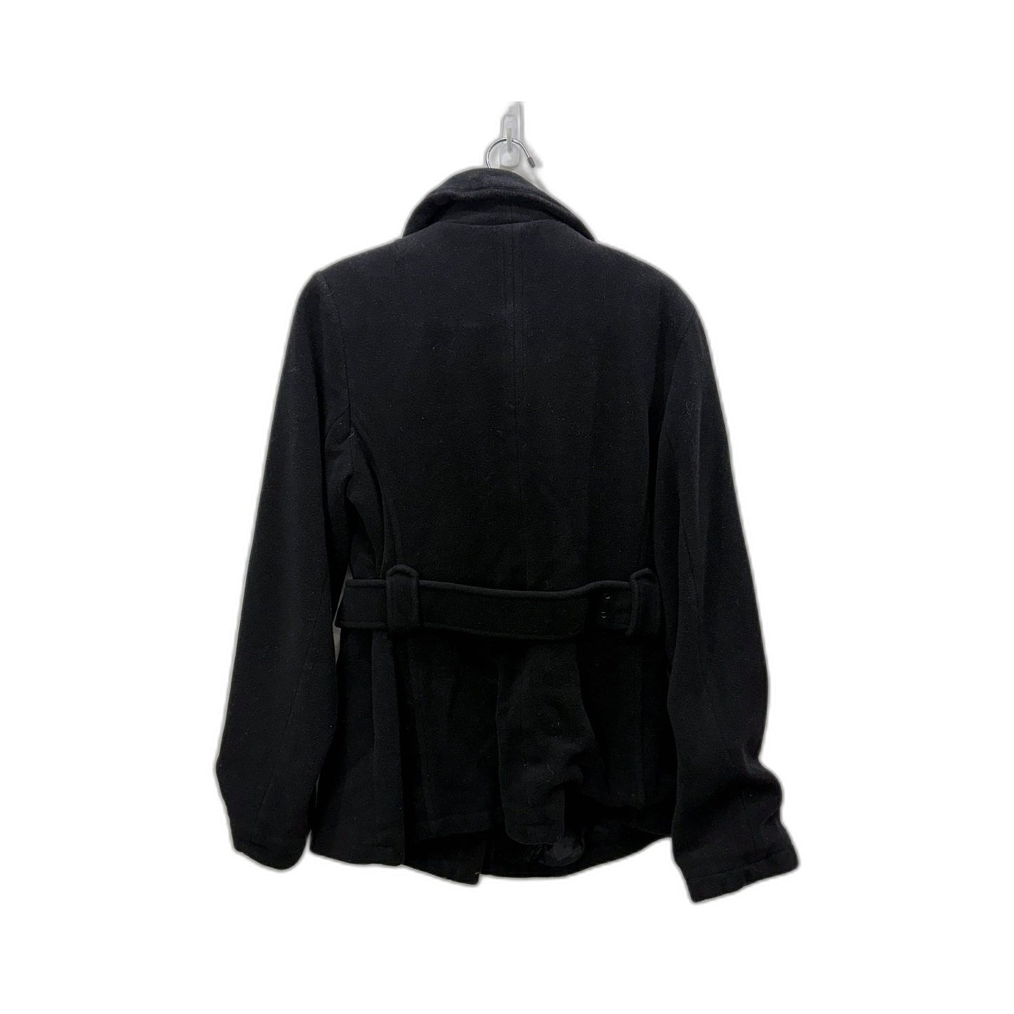 Enamel Jeans Womens Belted Cashmere Wool Coat in Black, Size 14