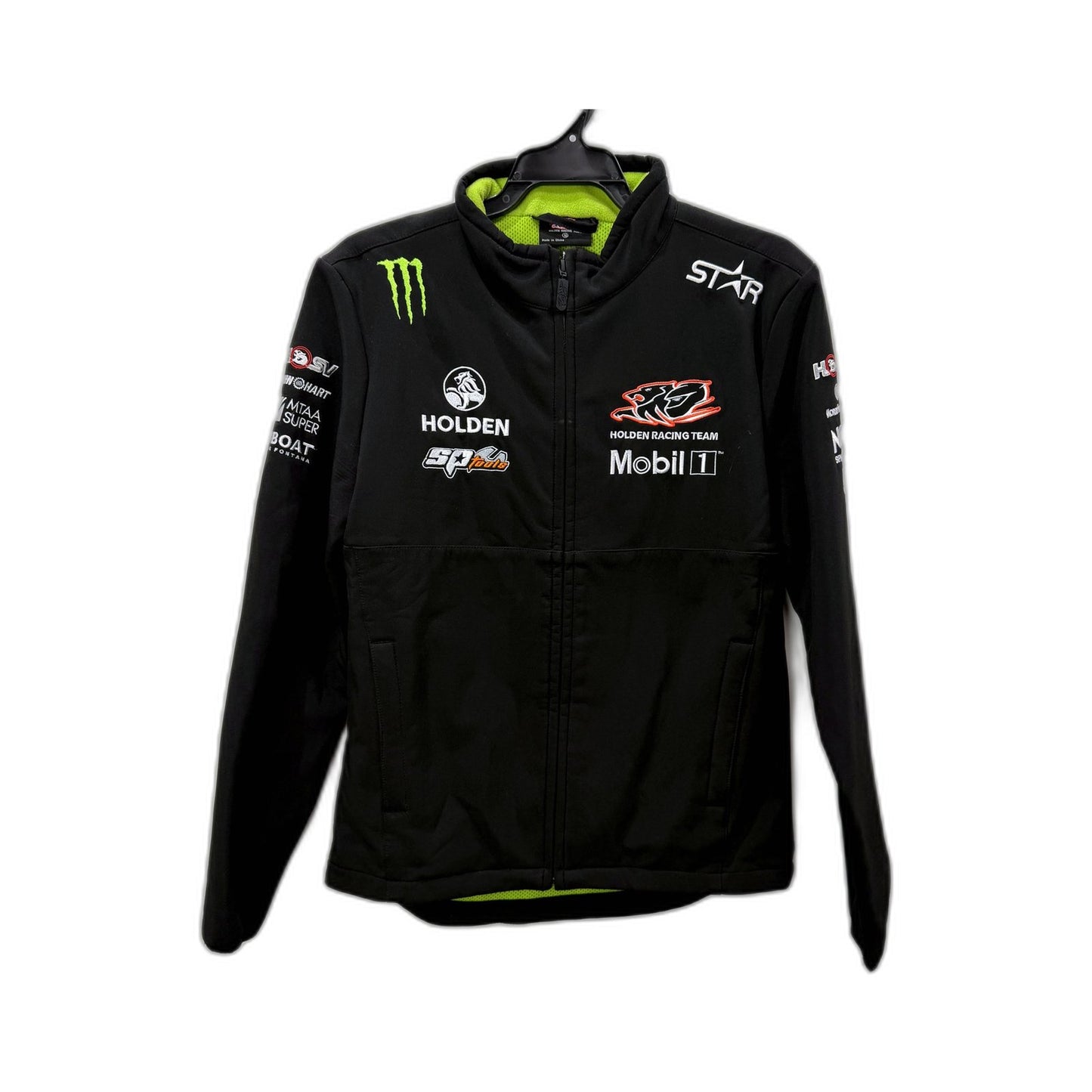 Holden Womens Zip Up Jacket in Black and Neon Green, Size 10