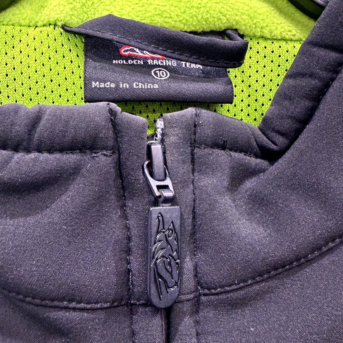 Holden Womens Zip Up Jacket in Black and Neon Green, Size 10