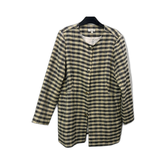 Capture Womens Striped Cardigan Jacket in Black and Beige, Size 16