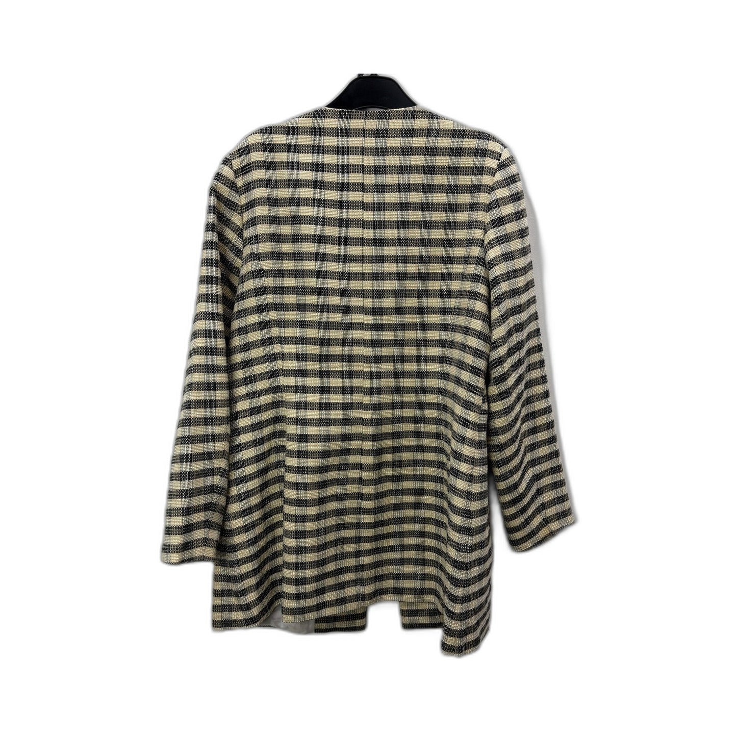 Capture Womens Striped Cardigan Jacket in Black and Beige, Size 16