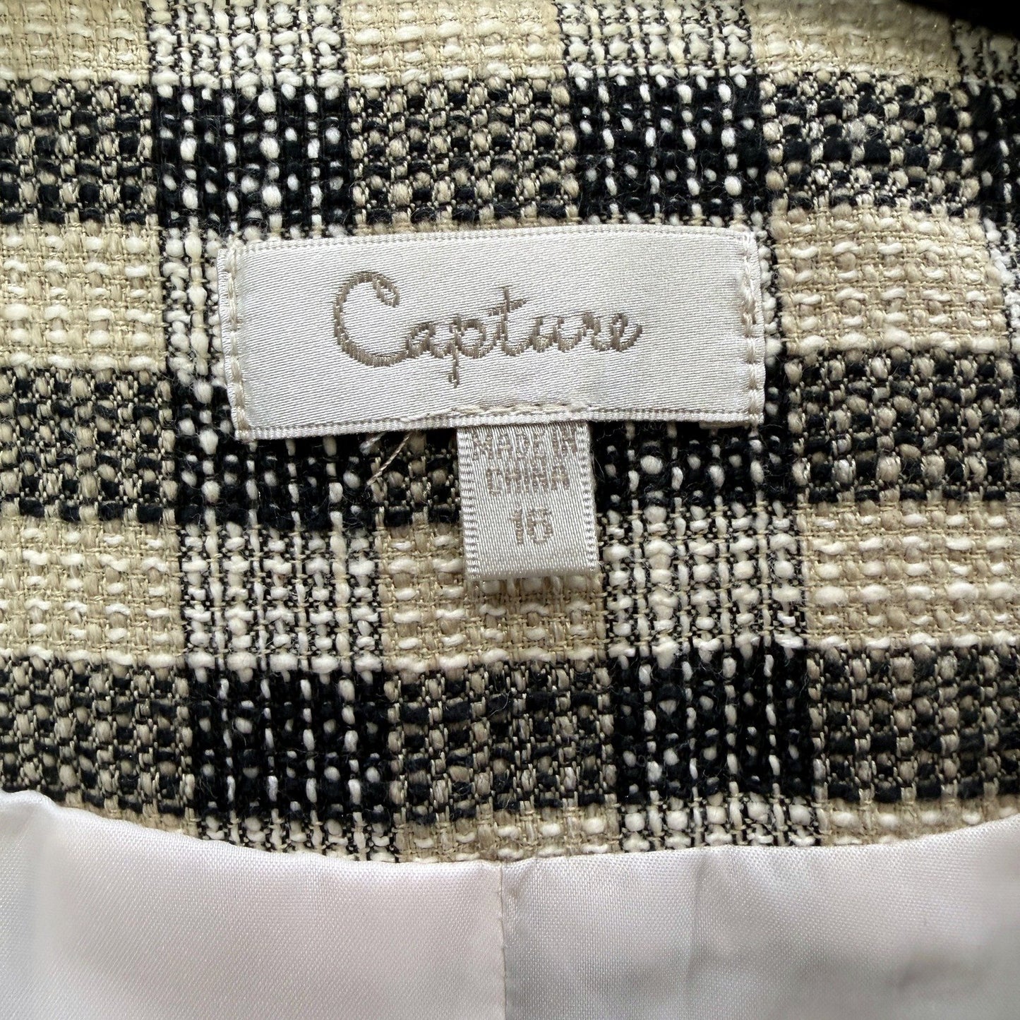 Capture Womens Striped Cardigan Jacket in Black and Beige, Size 16
