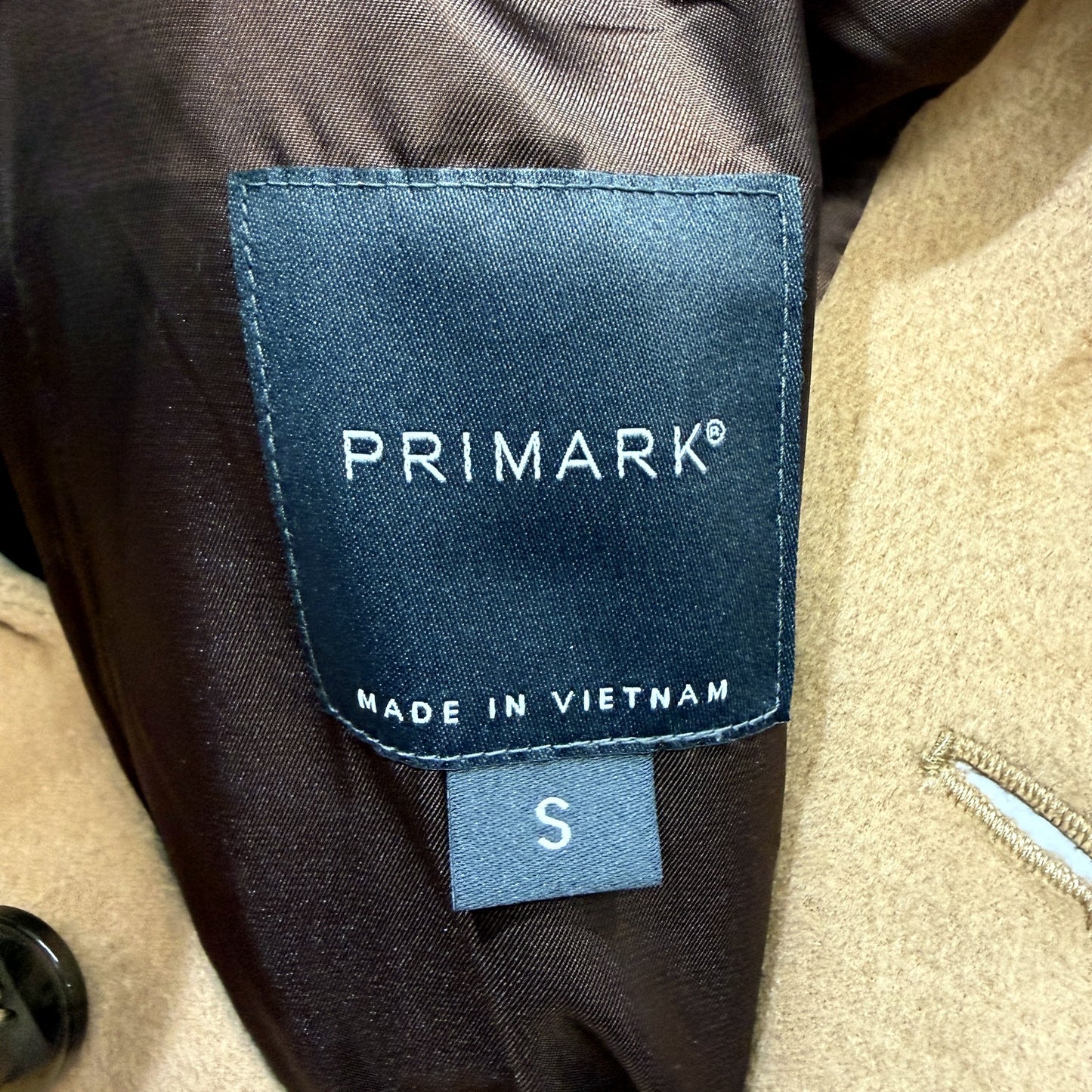 Primark Mens Tan Wool Blend Casual Warm Winter Overcoat Size S NEW
