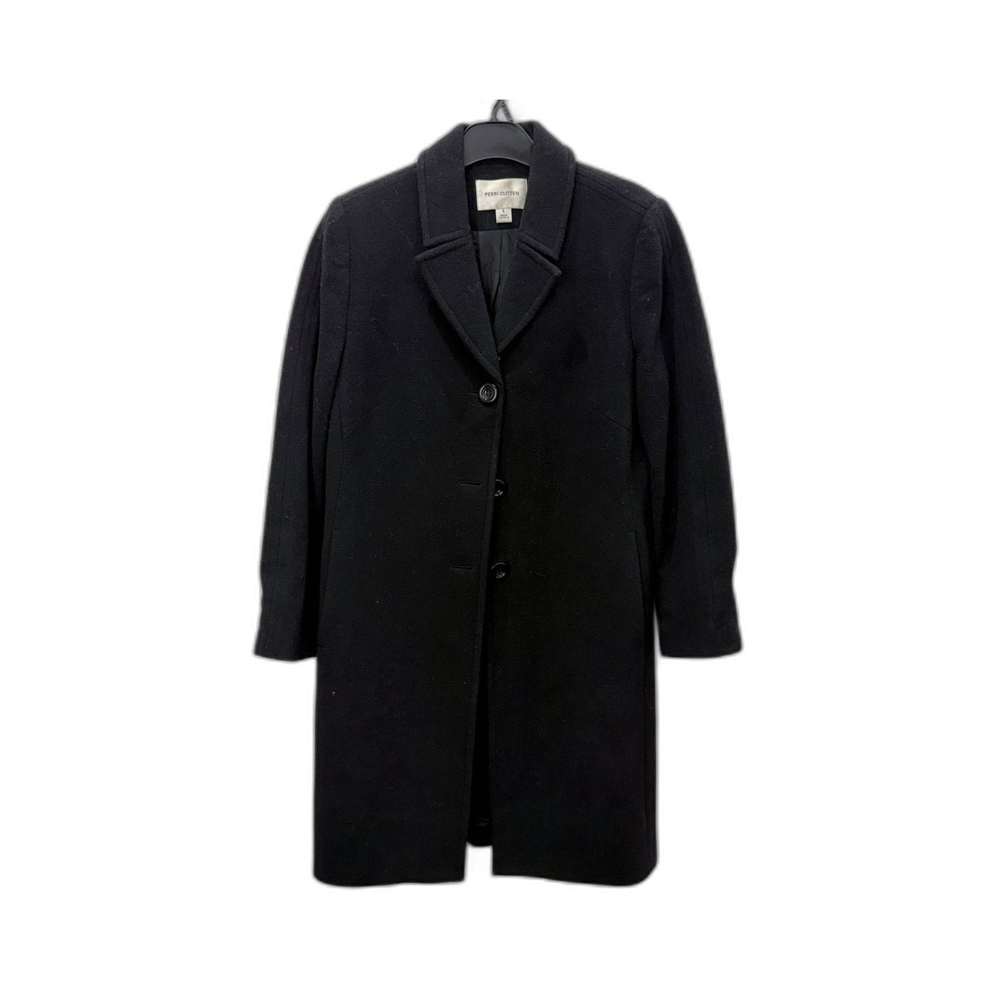Perri Cutten Womens Wool Blend Overcoat Black Warm Winter Jacket Size S