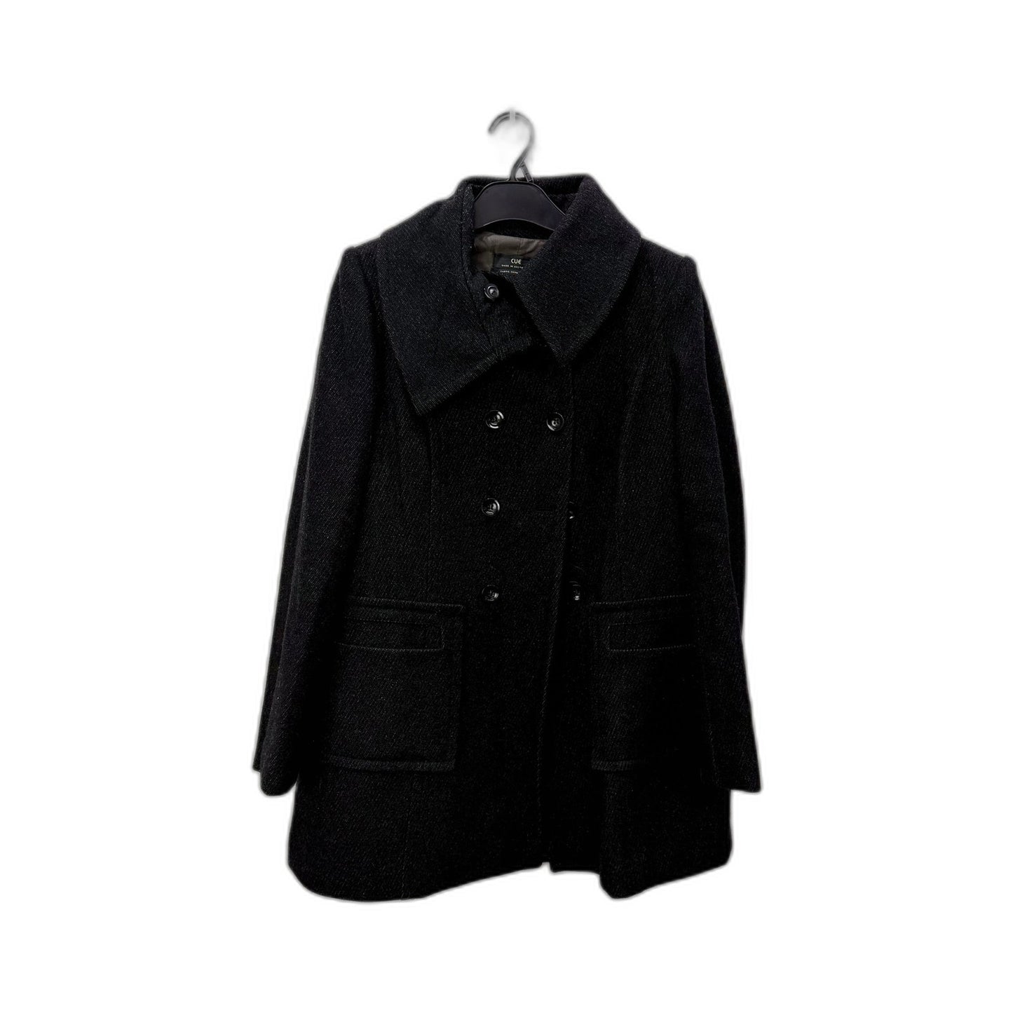 Cue Womens Dark Grey Wool Blend Peacoat - Stylish Outerwear Size 10