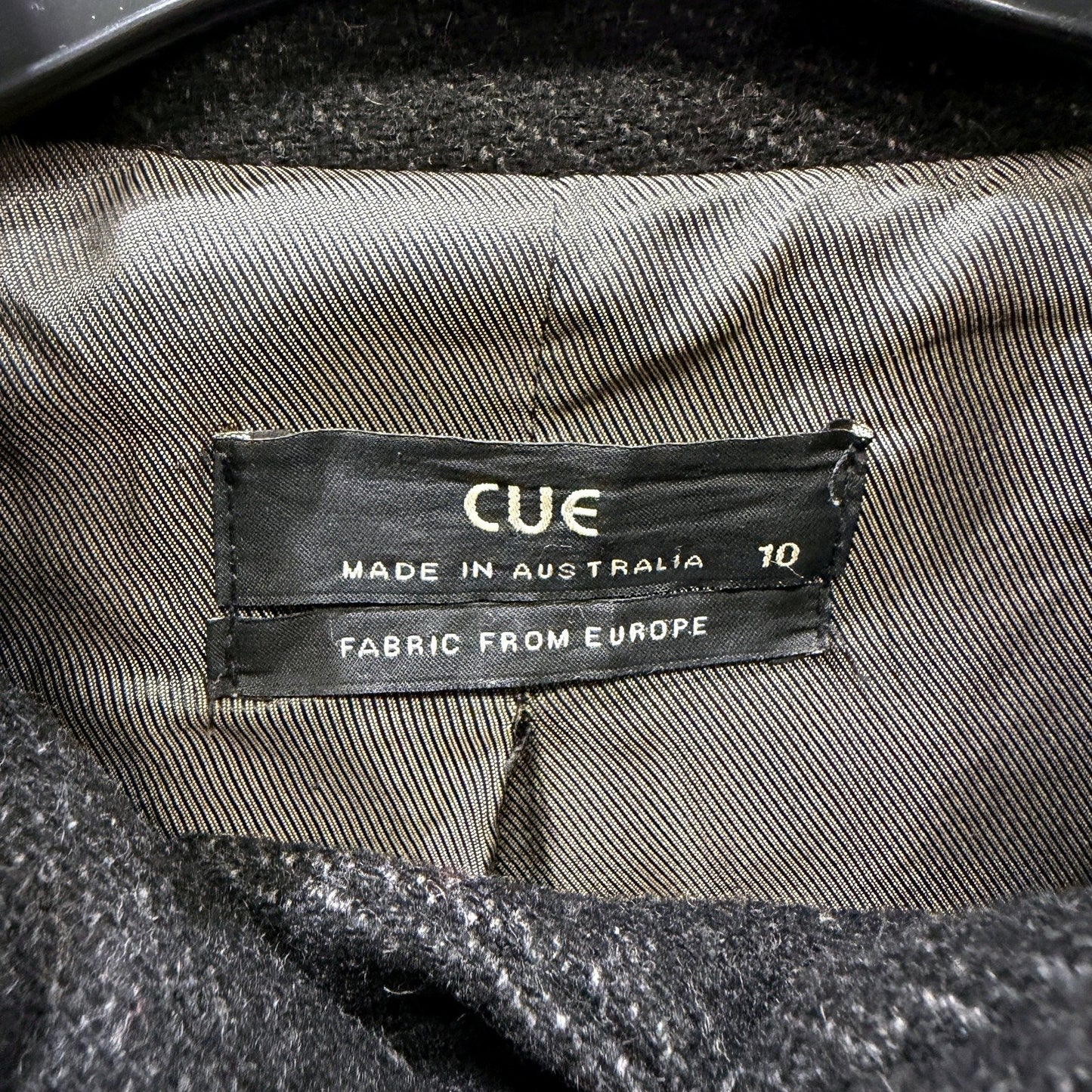 Cue Womens Dark Grey Wool Blend Peacoat - Stylish Outerwear Size 10