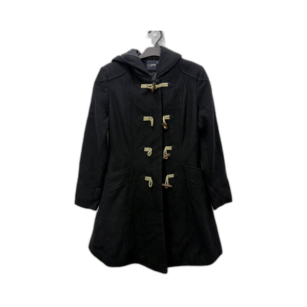 ASOS Petite Womens Black Duffle Coat Hooded Toggle Closure Pockets Size 10