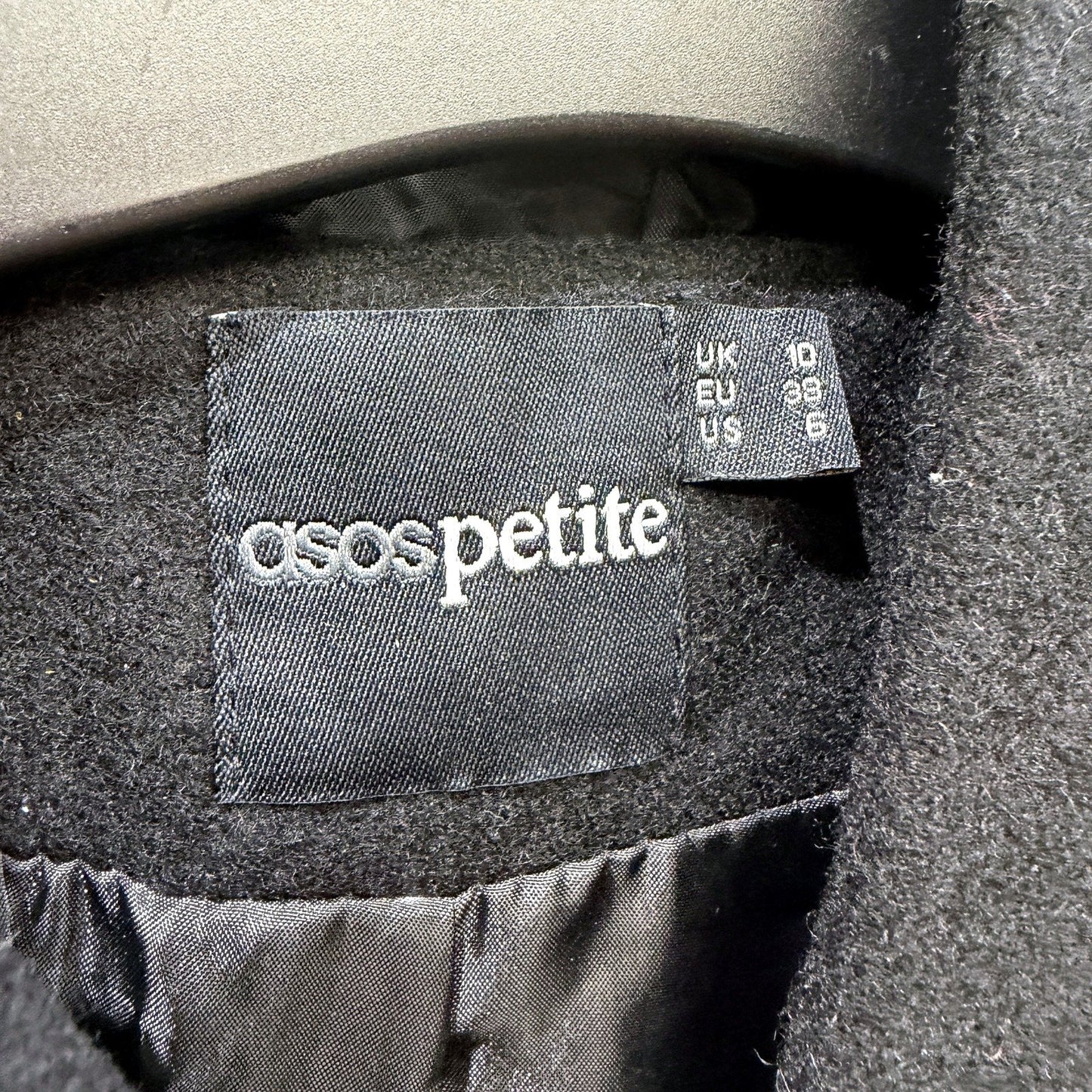 ASOS Petite Womens Black Duffle Coat Hooded Toggle Closure Pockets Size 10