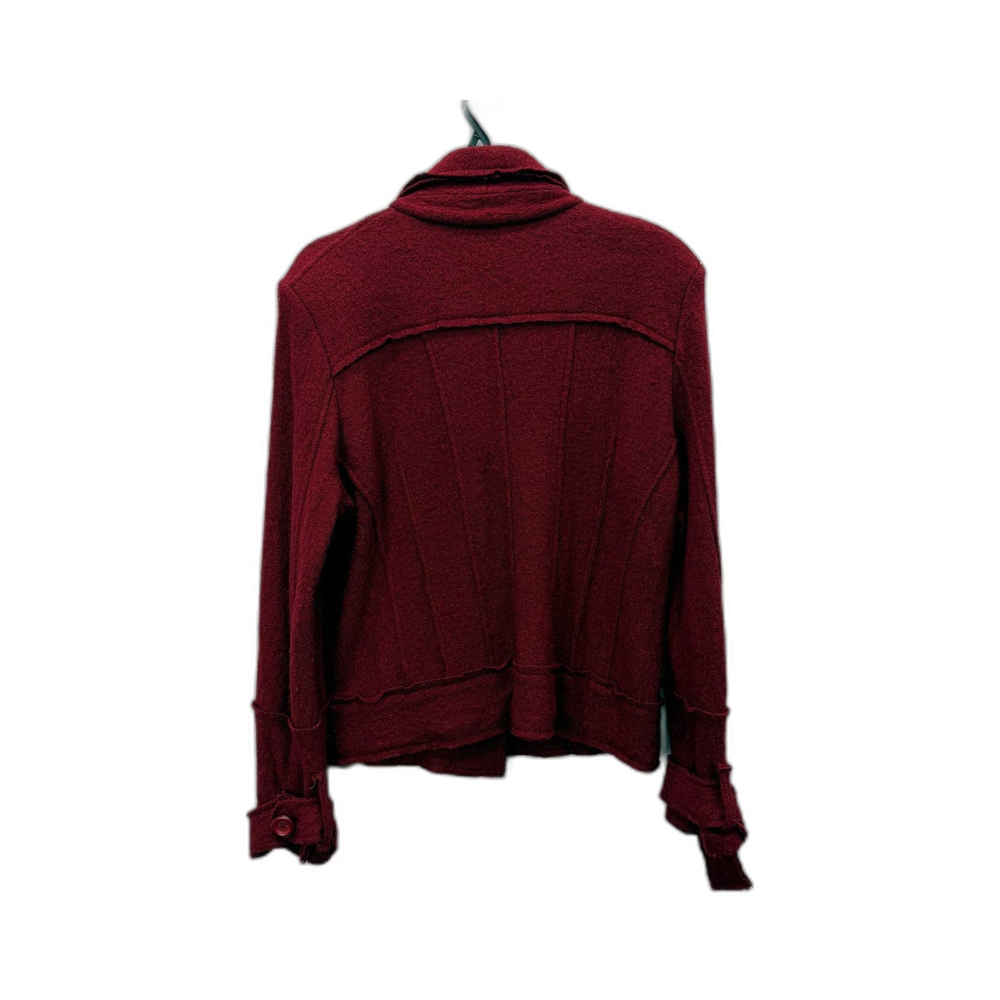 Sketa Womens Deep Red Wool Blend Buttoned Jacket Size 10