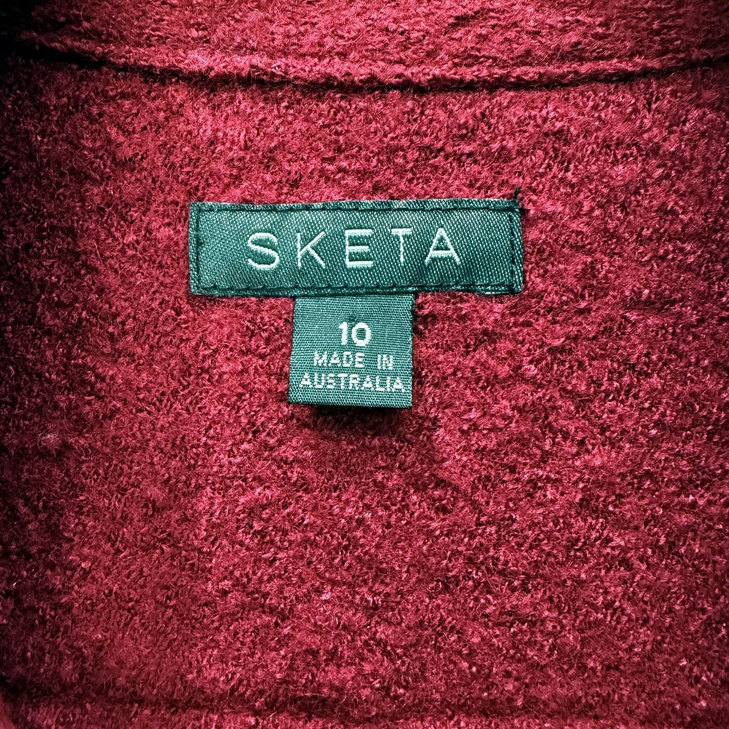 Sketa Womens Deep Red Wool Blend Buttoned Jacket Size 10