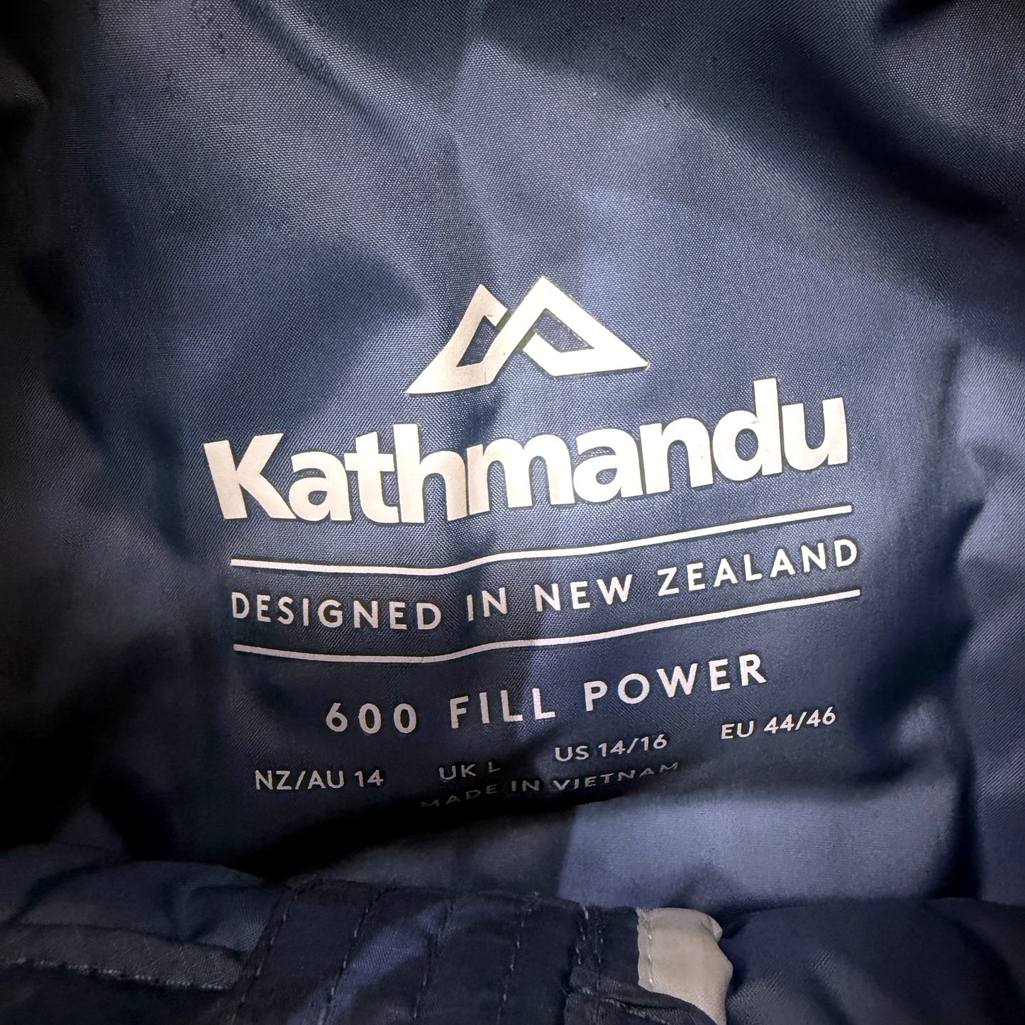 Kathmandu Womens Heli Down Vest Navy Blue Quilted Insulated Outdoor Size 14