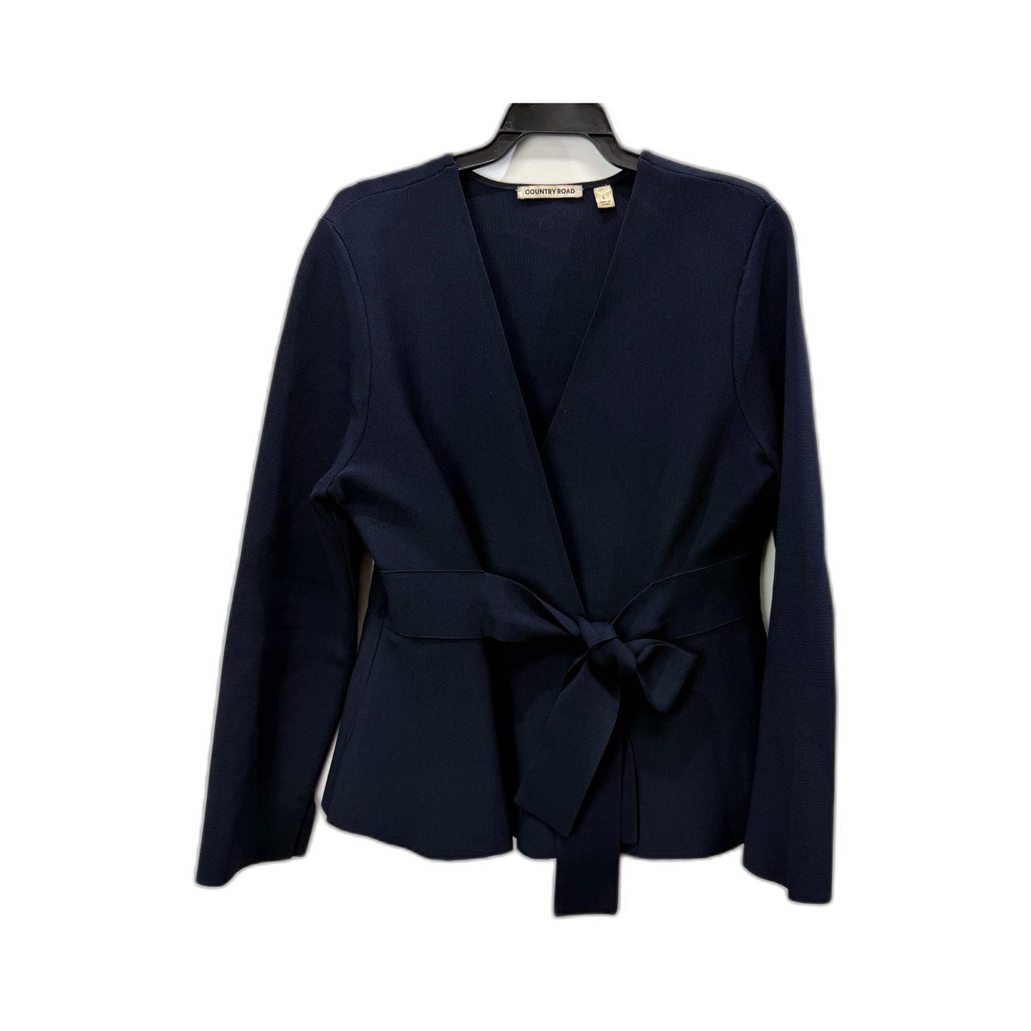 Country Road Womens Navy Peplum Tie Jacket - Stylish Outerwear Size L