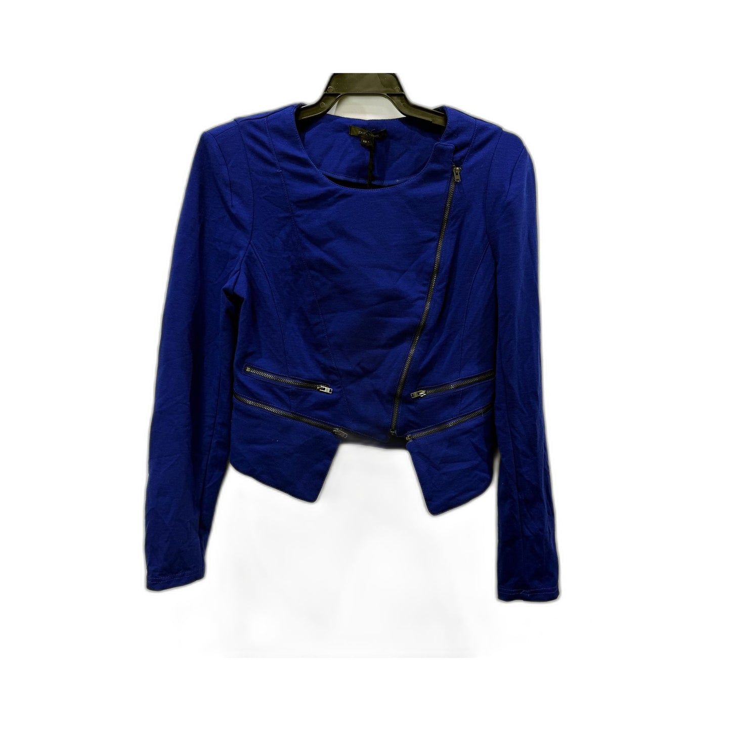 Portmans Womens Zipper Cropped Cobalt Blue Moto Jacket Size S NEW