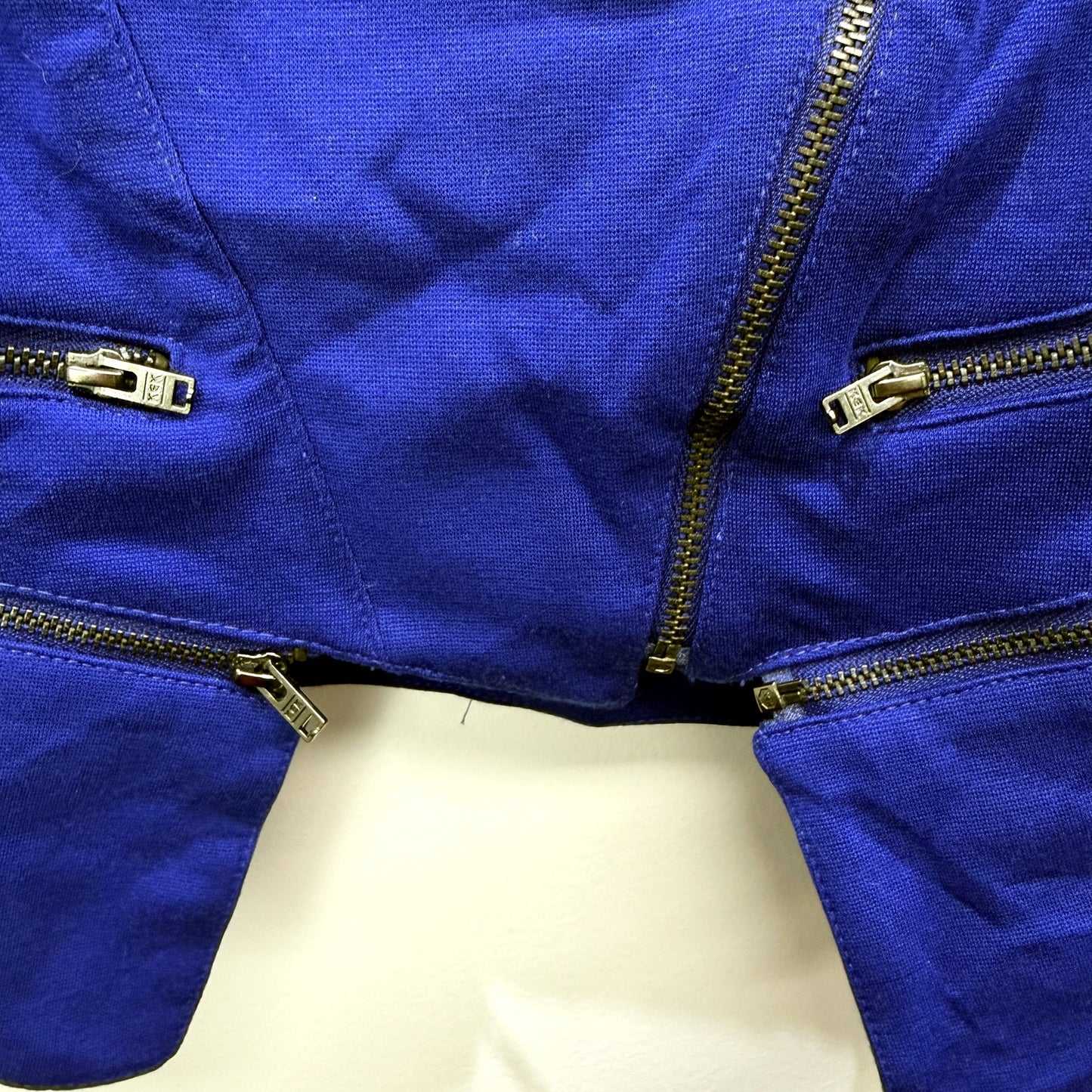 Portmans Womens Zipper Cropped Cobalt Blue Moto Jacket Size S NEW