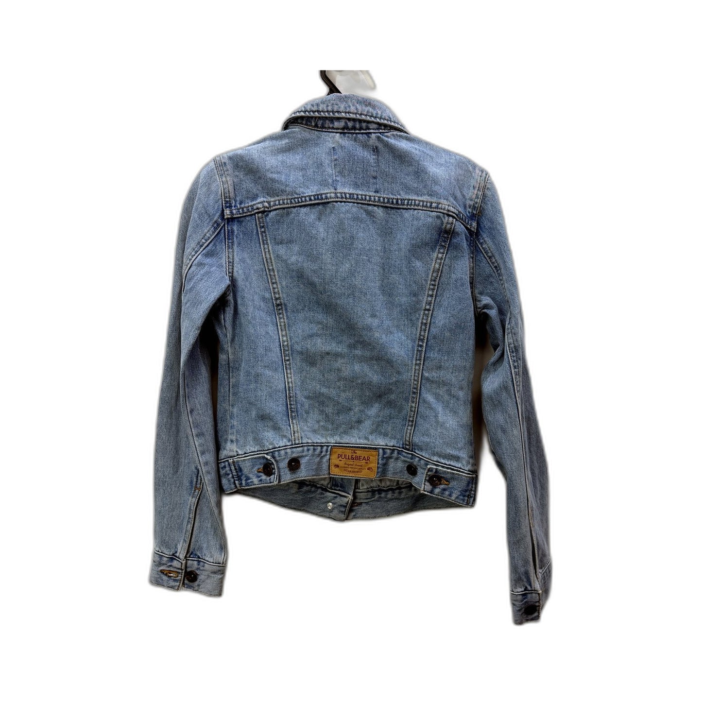 Pull&Bear Womens Light Blue Distressed Denim Jacket - Casual Fit Size S