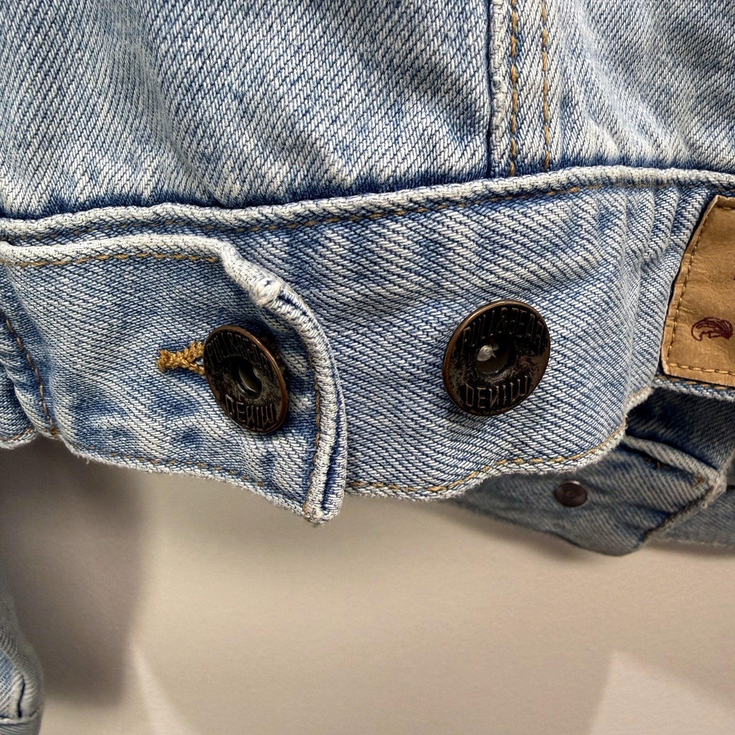 Pull&Bear Womens Light Blue Distressed Denim Jacket - Casual Fit Size S