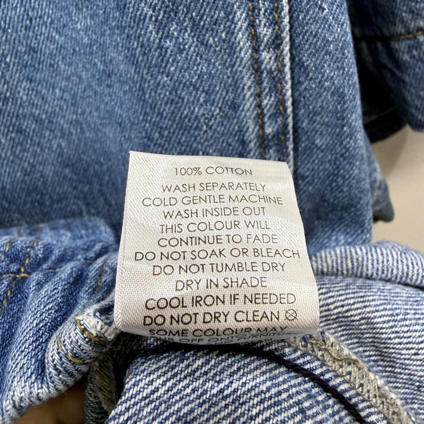 Decjuba Womens Faded Distressed Blue Denim Button-Down Shirt, Size 12