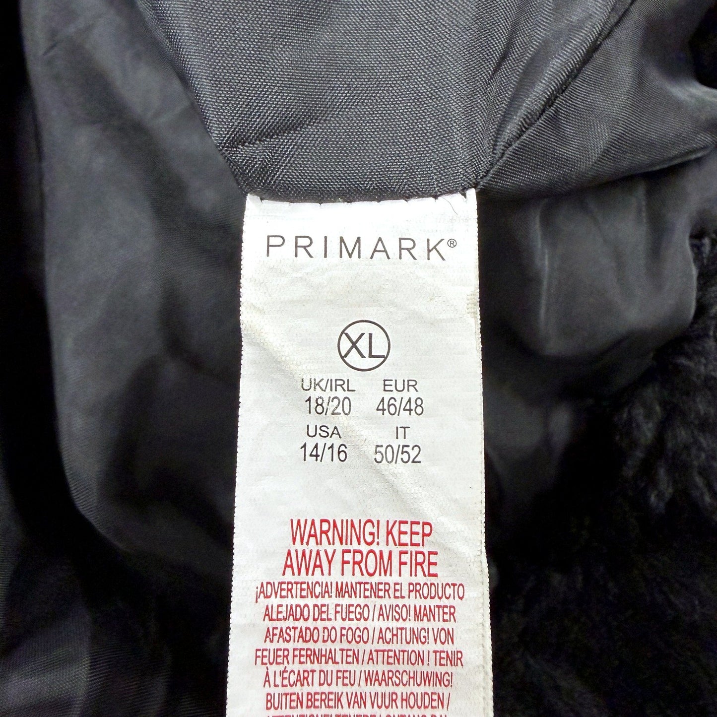 Primark Womens Faux Fur Jacket - Warm & Cozy Black Coat in XL Size