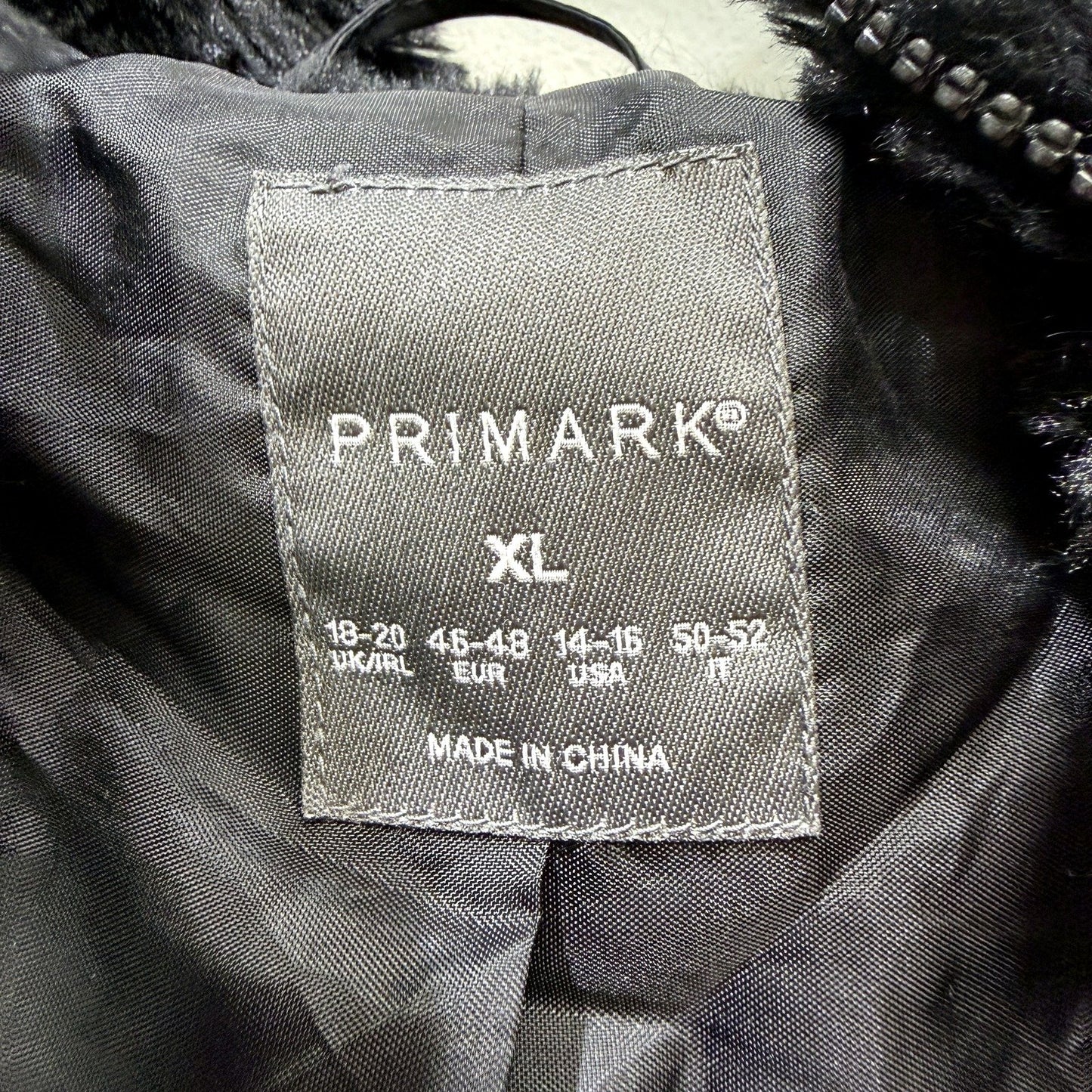 Primark Womens Faux Fur Jacket - Warm & Cozy Black Coat in XL Size