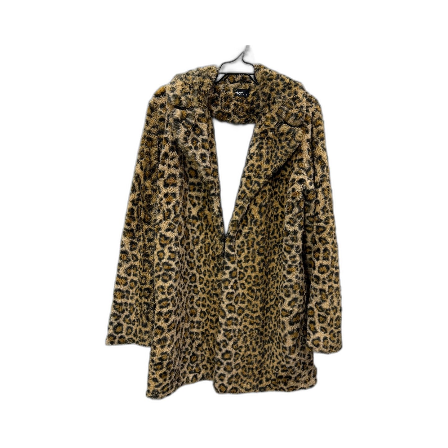 Dotti Womens Faux Fur Leopard Print Coat in Multi Color & - Size 12