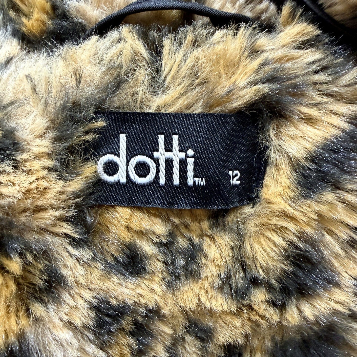 Dotti Womens Faux Fur Leopard Print Coat in Multi Color & - Size 12