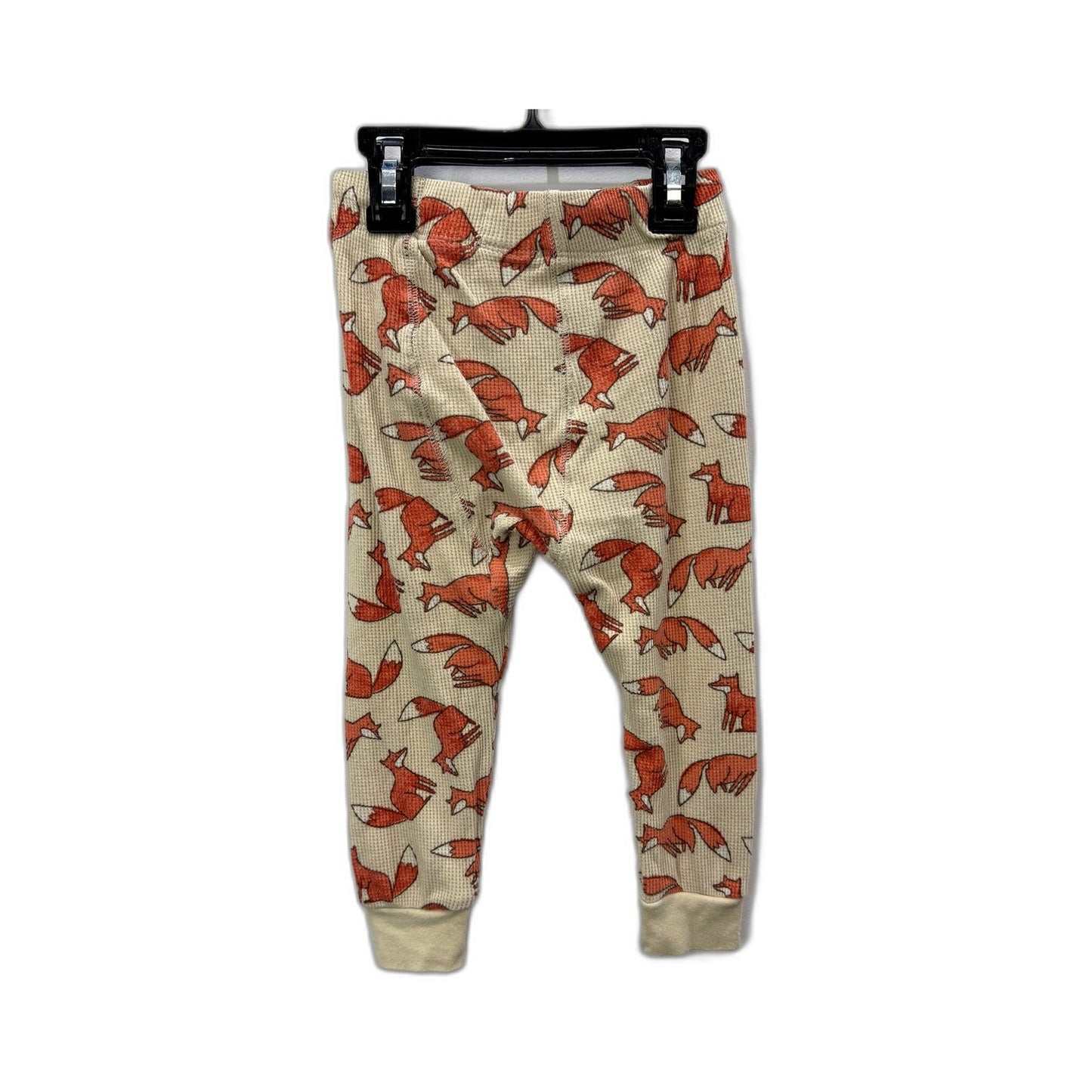 Peter Alexander Boys Waffle Knit Fox Print 2-Piece Pajama Set Beige/Red Foxes