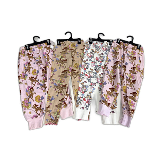 Disney Girls Floral Print Cotton Leggings Pants Bundle in Sizes 4 NEW