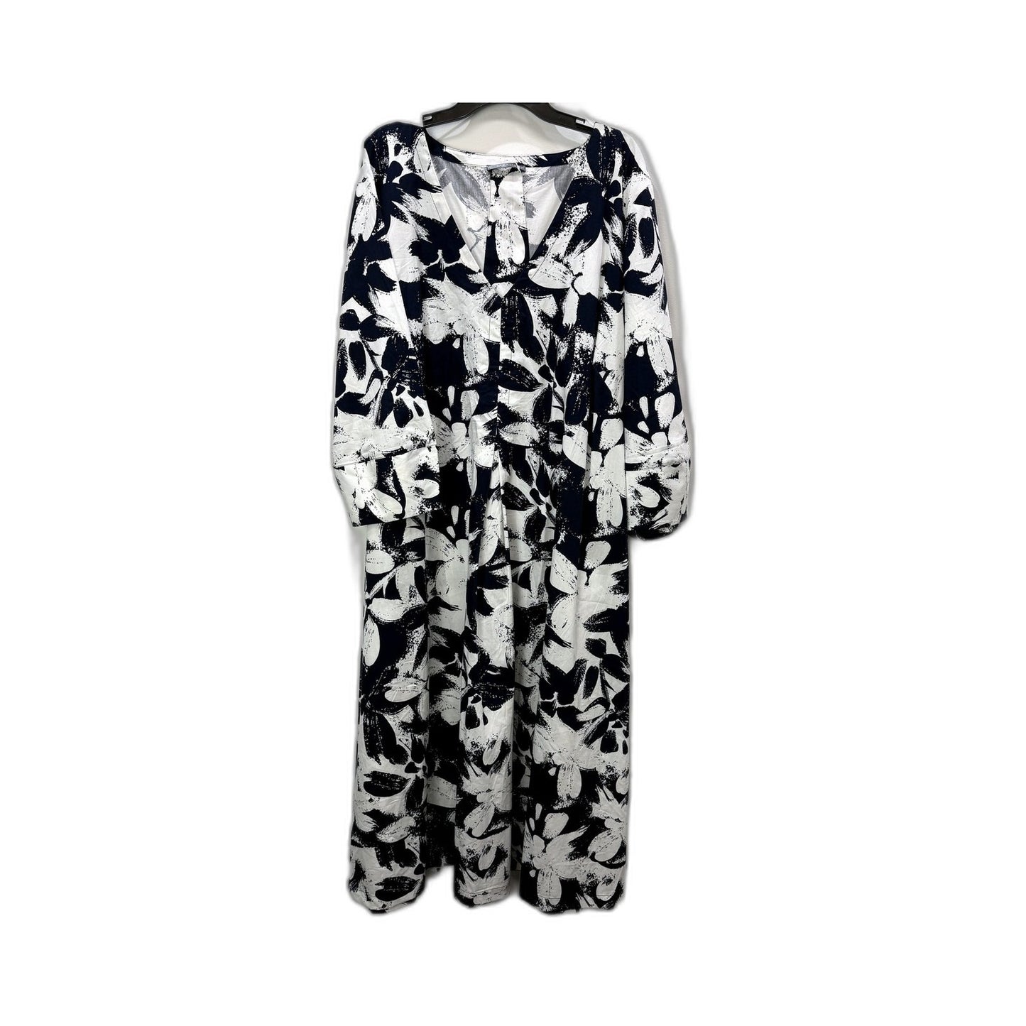 Regatta Curve Womens Floral Print Dress Long Sleeve Black and White Size 20 NEW