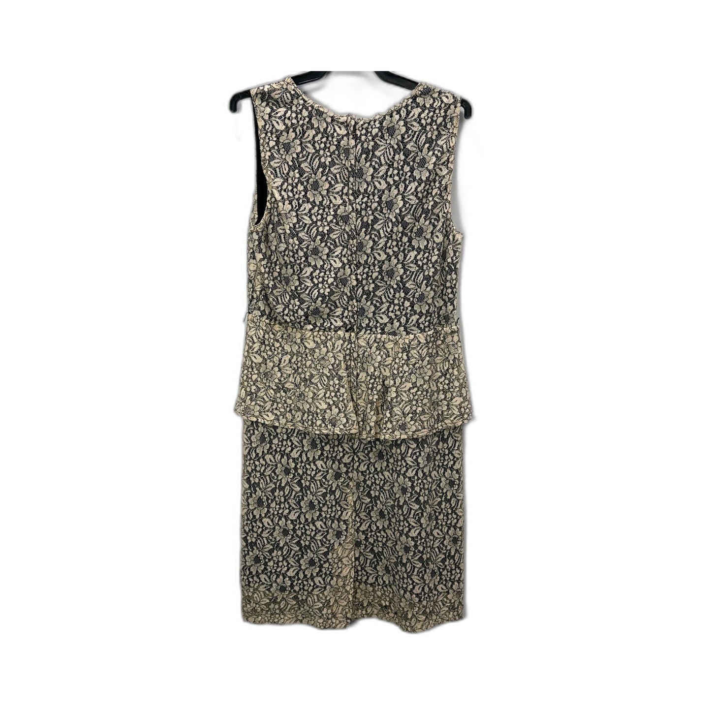 Limited Editions Womens Tiered Lace Dress in Black and Beige, Size 12