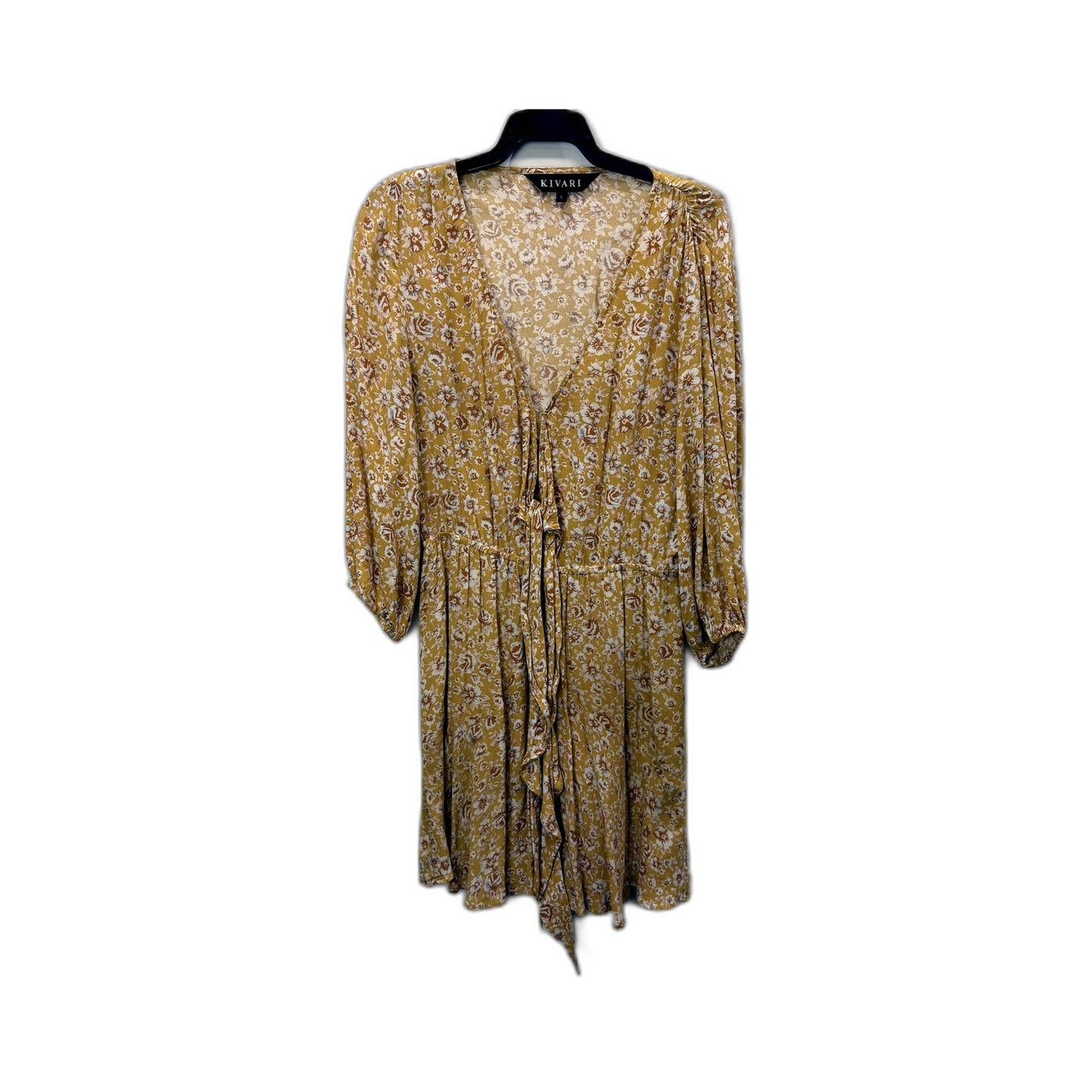 Kivari Womens Floral Print Tiered Rayon Puff Sleeve Dress Multi Color Size L