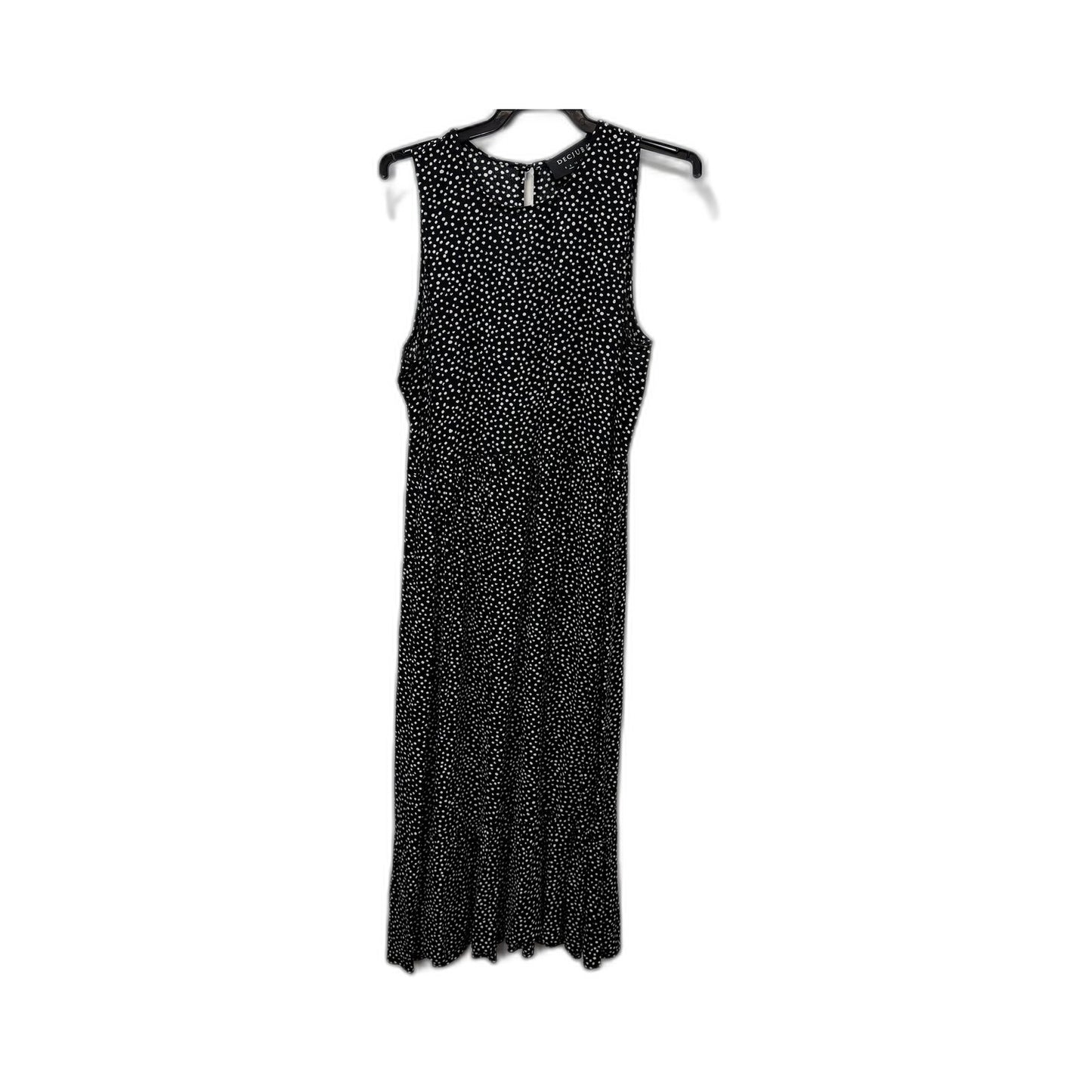 Decjuba Womens Polka Dot Dress Sleeveless Pleated Viscose Black and White Size 8