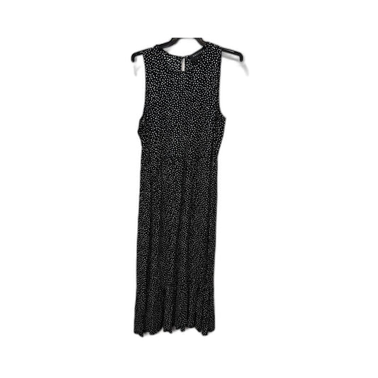 Decjuba Womens Polka Dot Dress Sleeveless Pleated Viscose Black and White Size 8