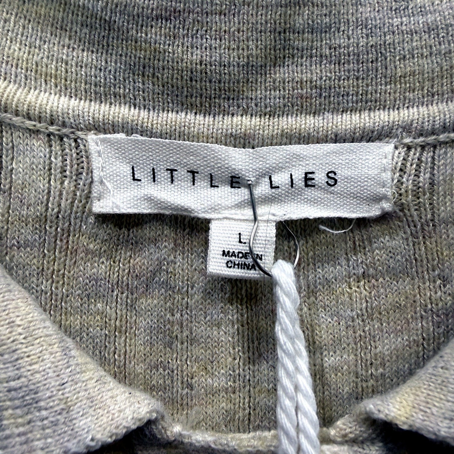 Little Lies Womens Ribbed Knit Dress Casual Zip-Up Short Sleeve Beige Size L NEW