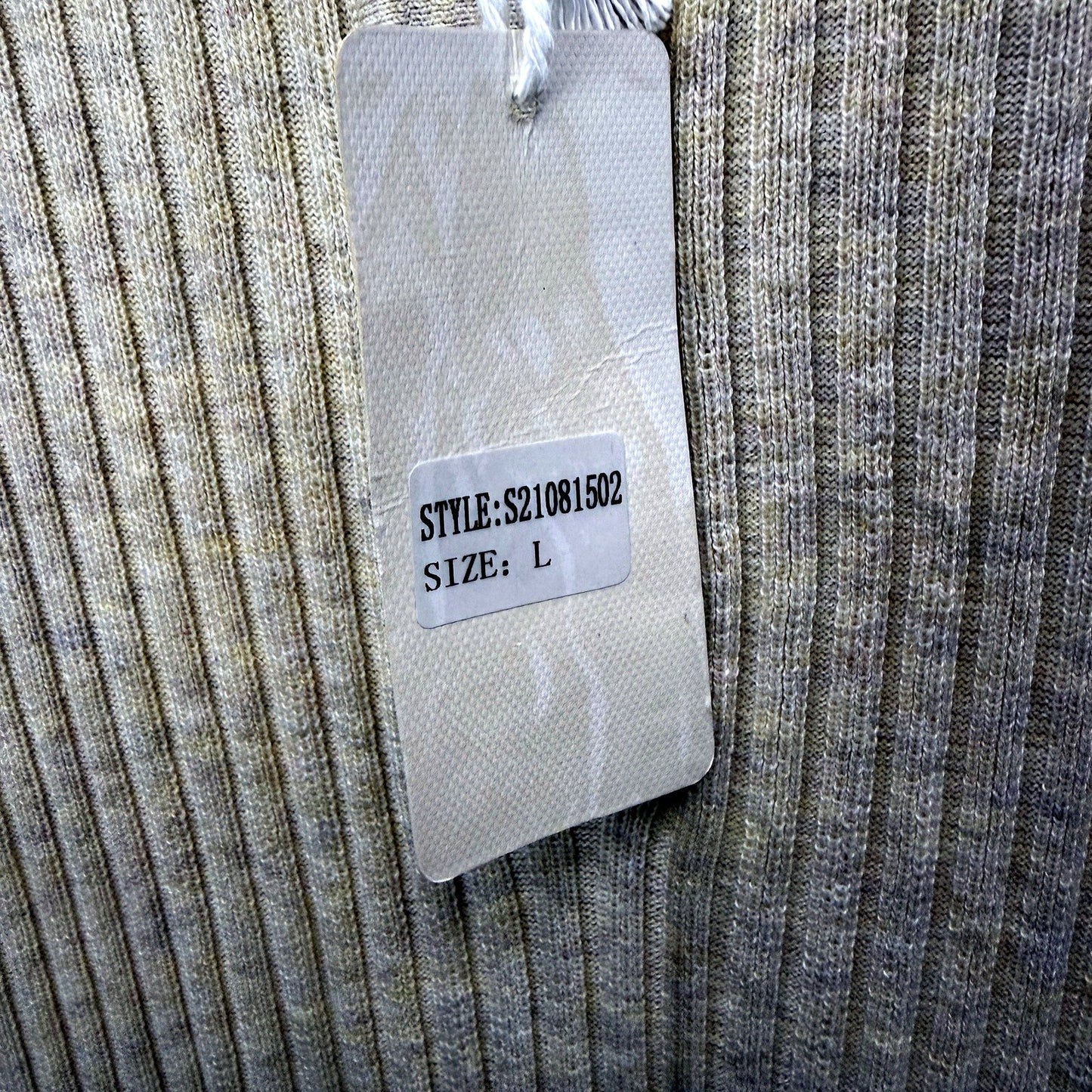 Little Lies Womens Ribbed Knit Dress Casual Zip-Up Short Sleeve Beige Size L NEW